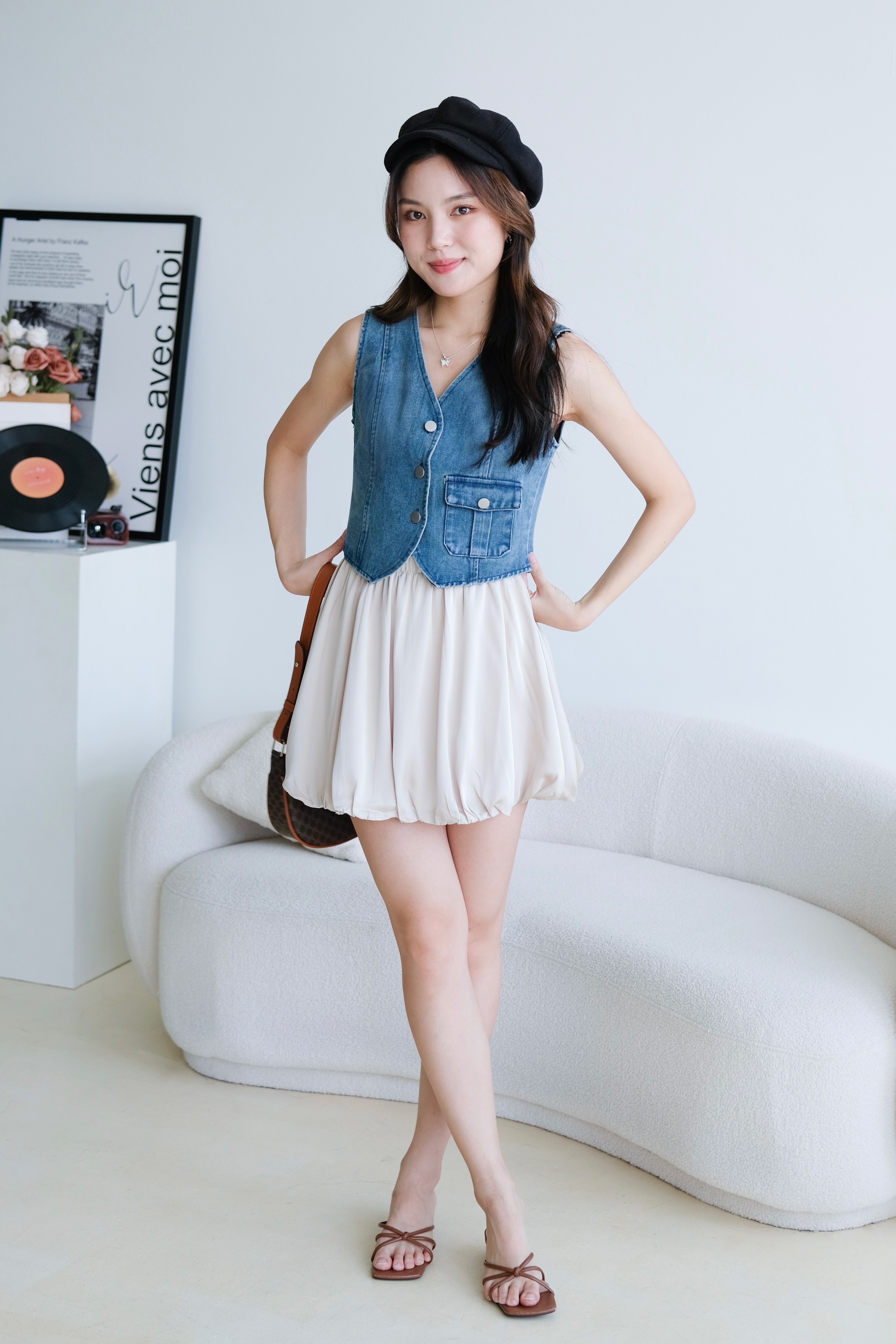 Tricia Denim Vest Top (Dark Blue)