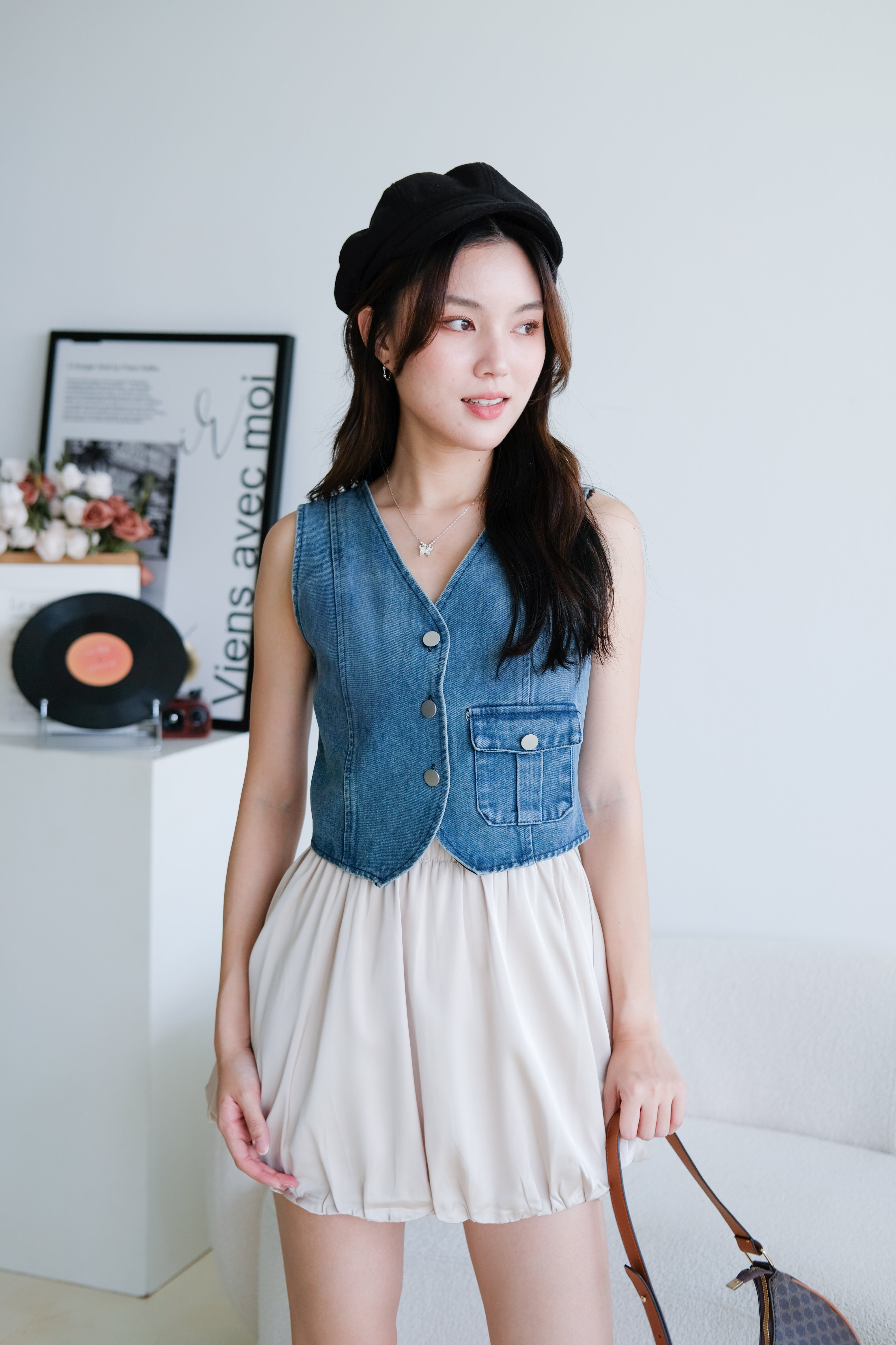 Tricia Denim Vest Top (Dark Blue)