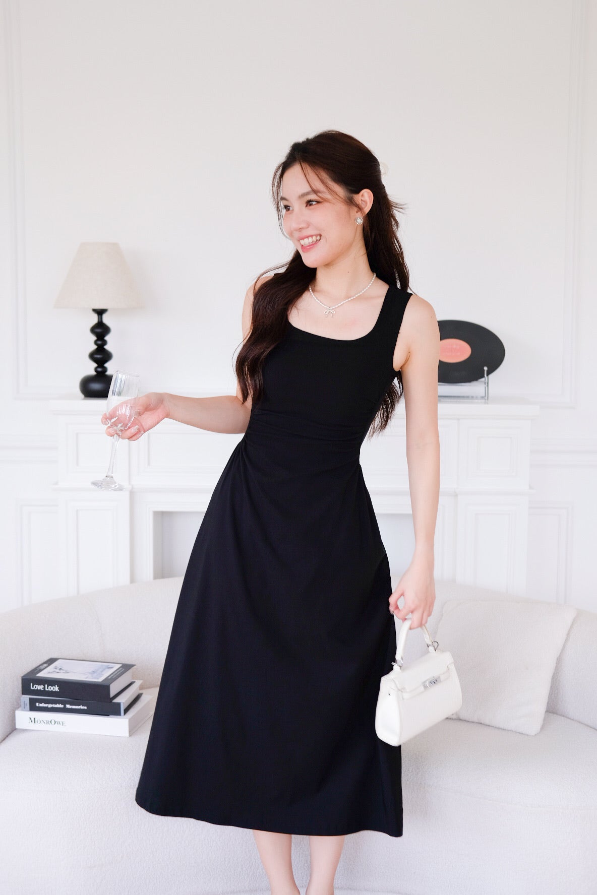 Bernice Cinch Waist Maxi Dress (Black)