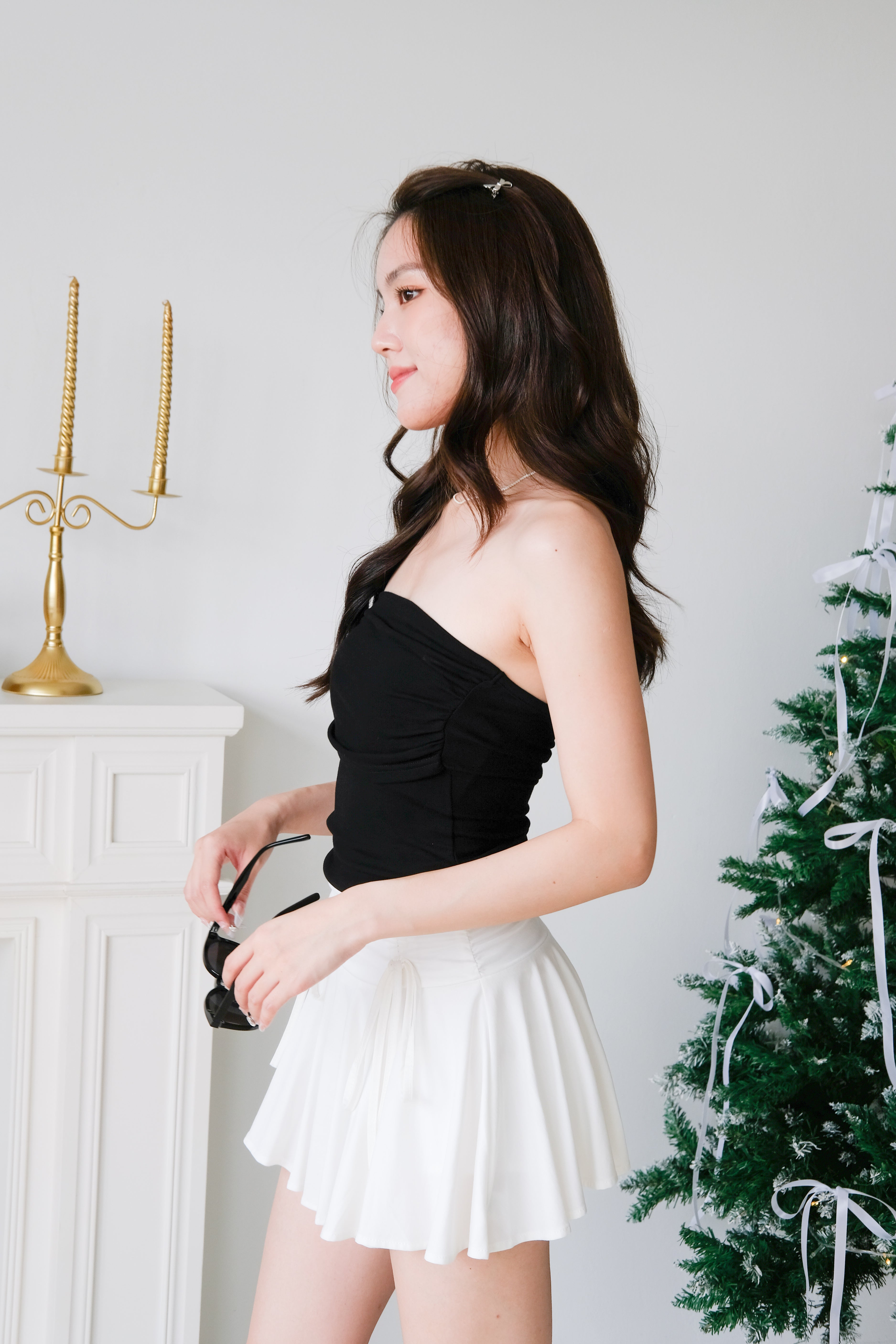 Maxine Tube Ruched Top (Black)
