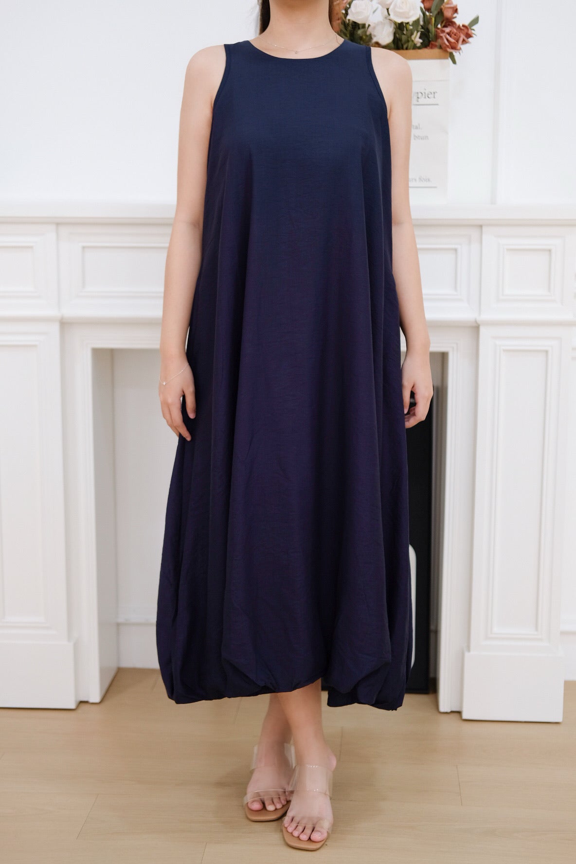 Navy Blue Bubble Hem Maxi Dress