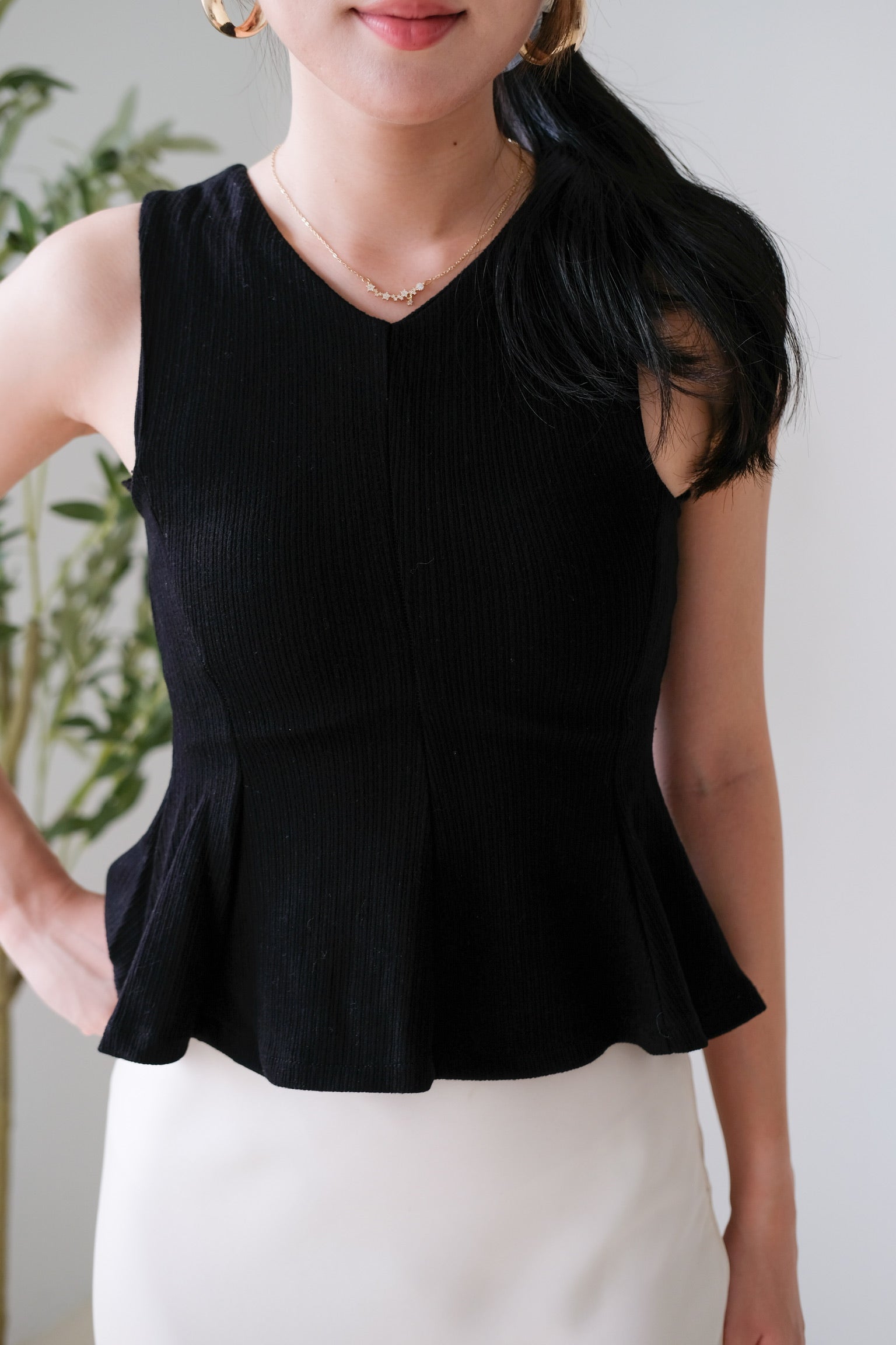 Poppy Peplum Top (Black)
