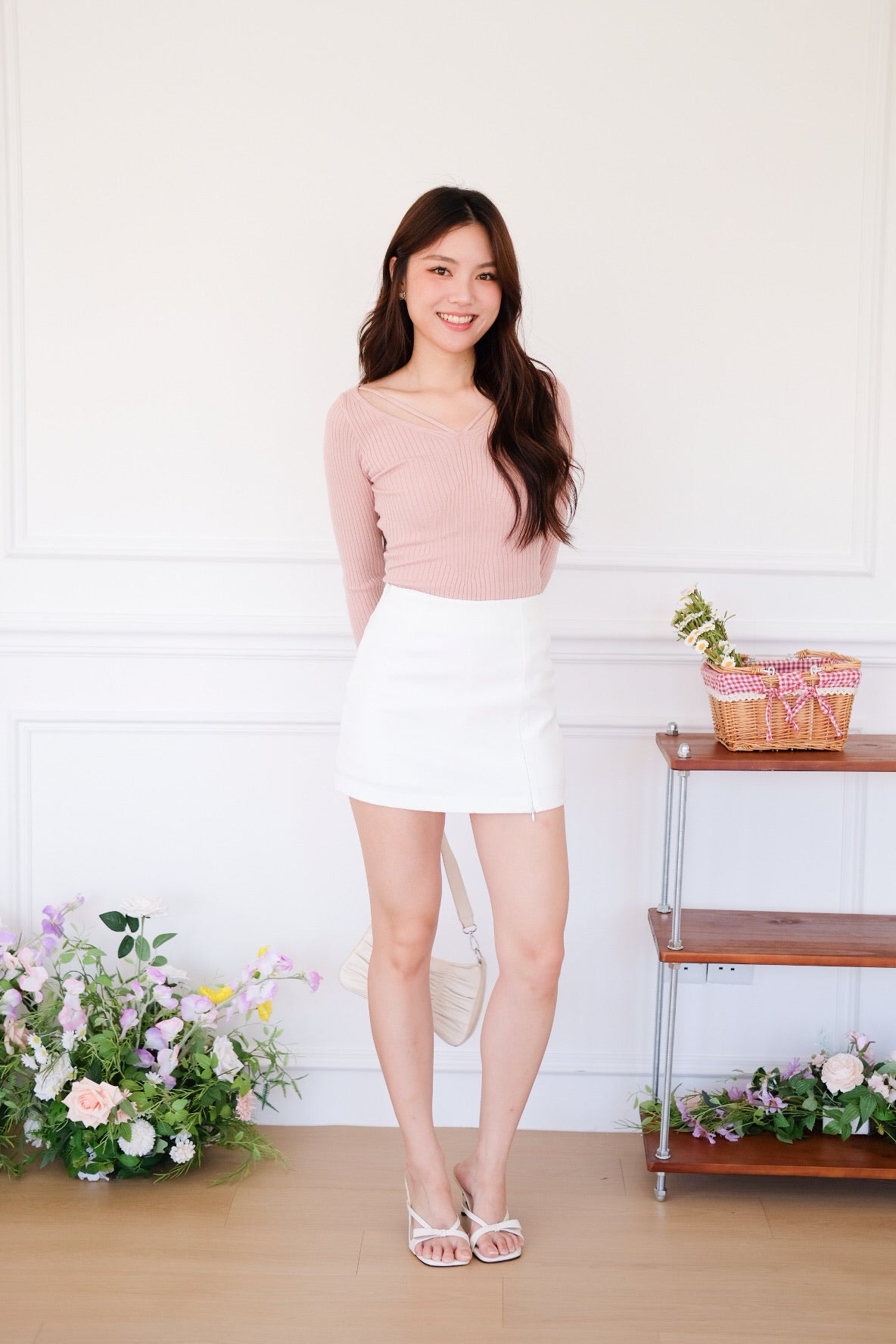 Tristan V Line Sculpted Long Sleeves Top (Blush Pink)