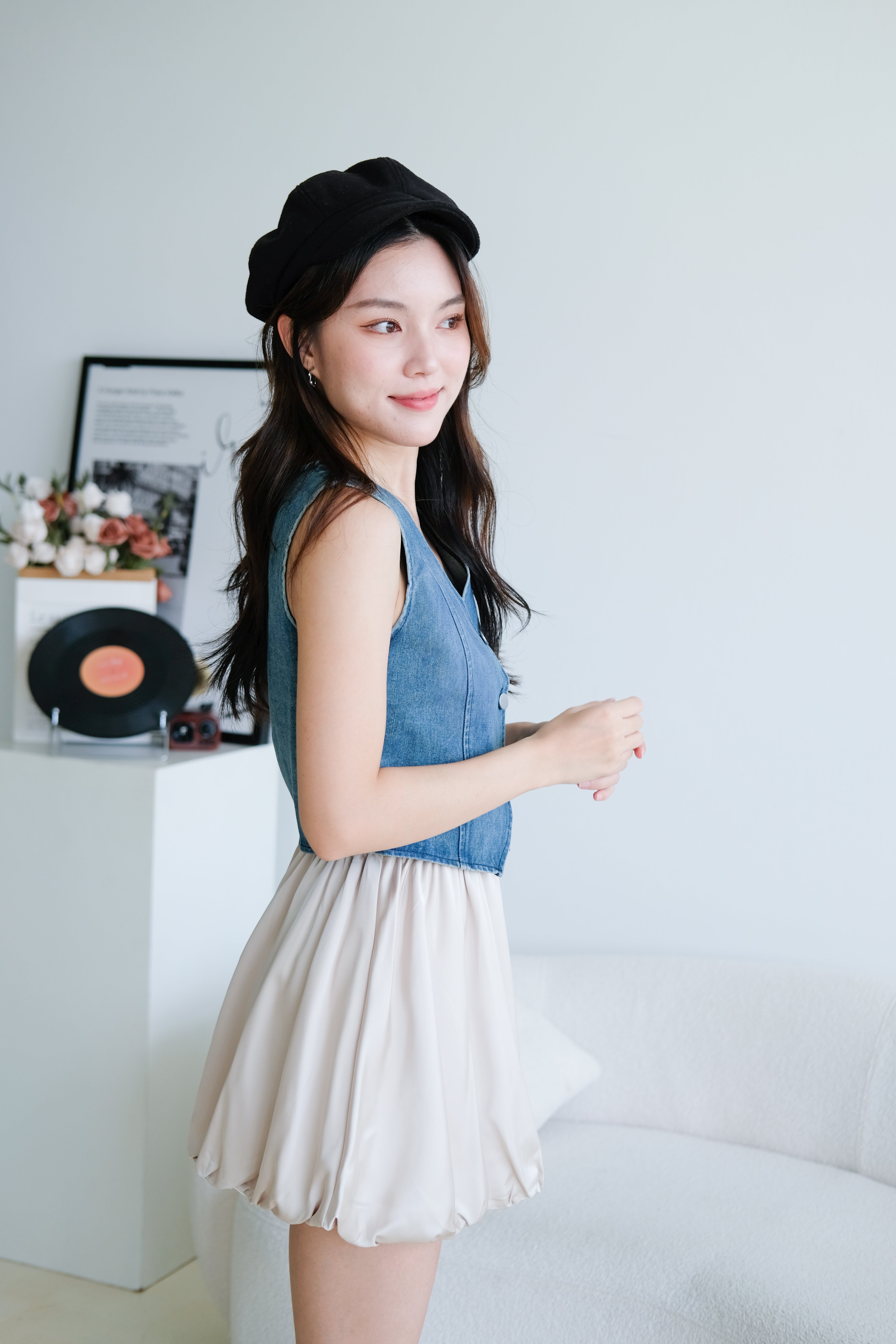 Tricia Denim Vest Top (Dark Blue)