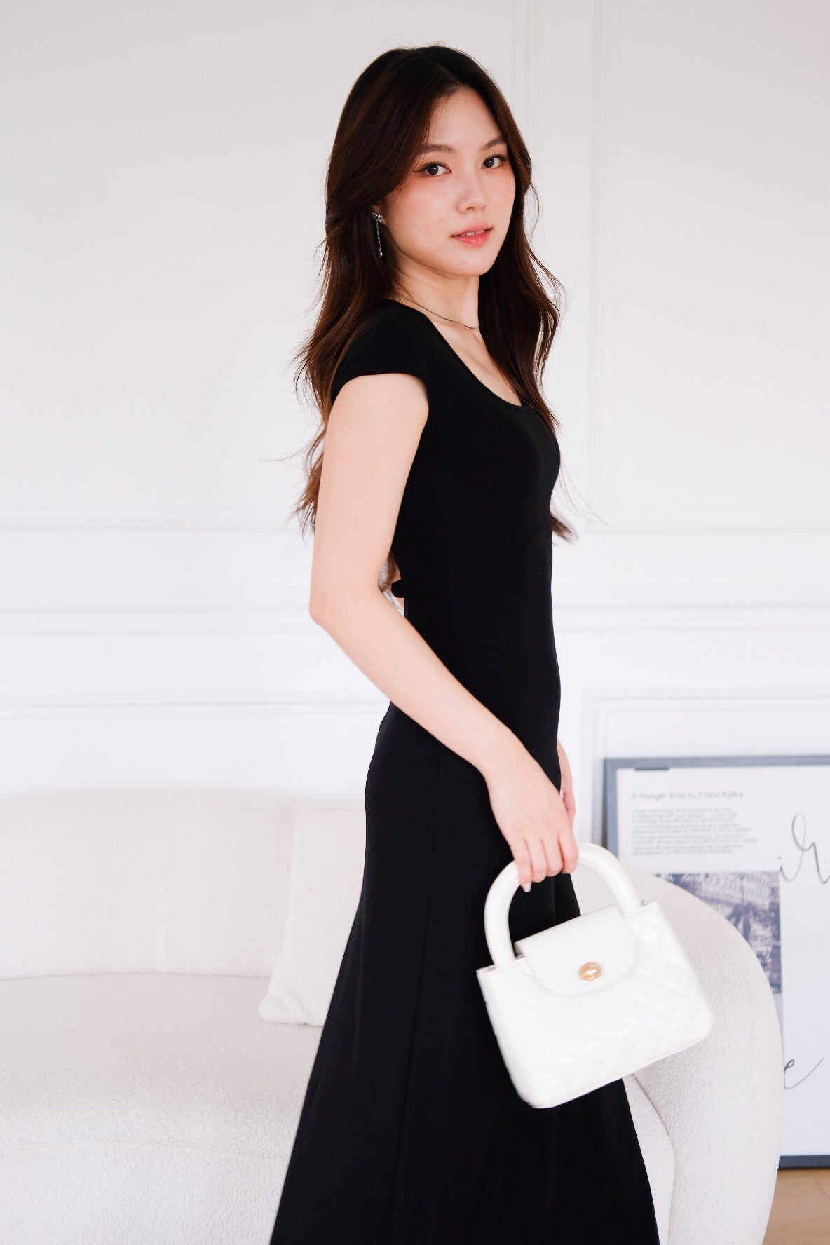Jillian Padded Skater Maxi Dress (Black)
