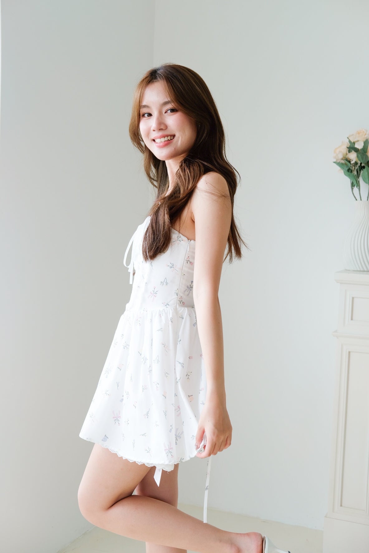 Annie Floral Lace Tube Corset Dress (White)