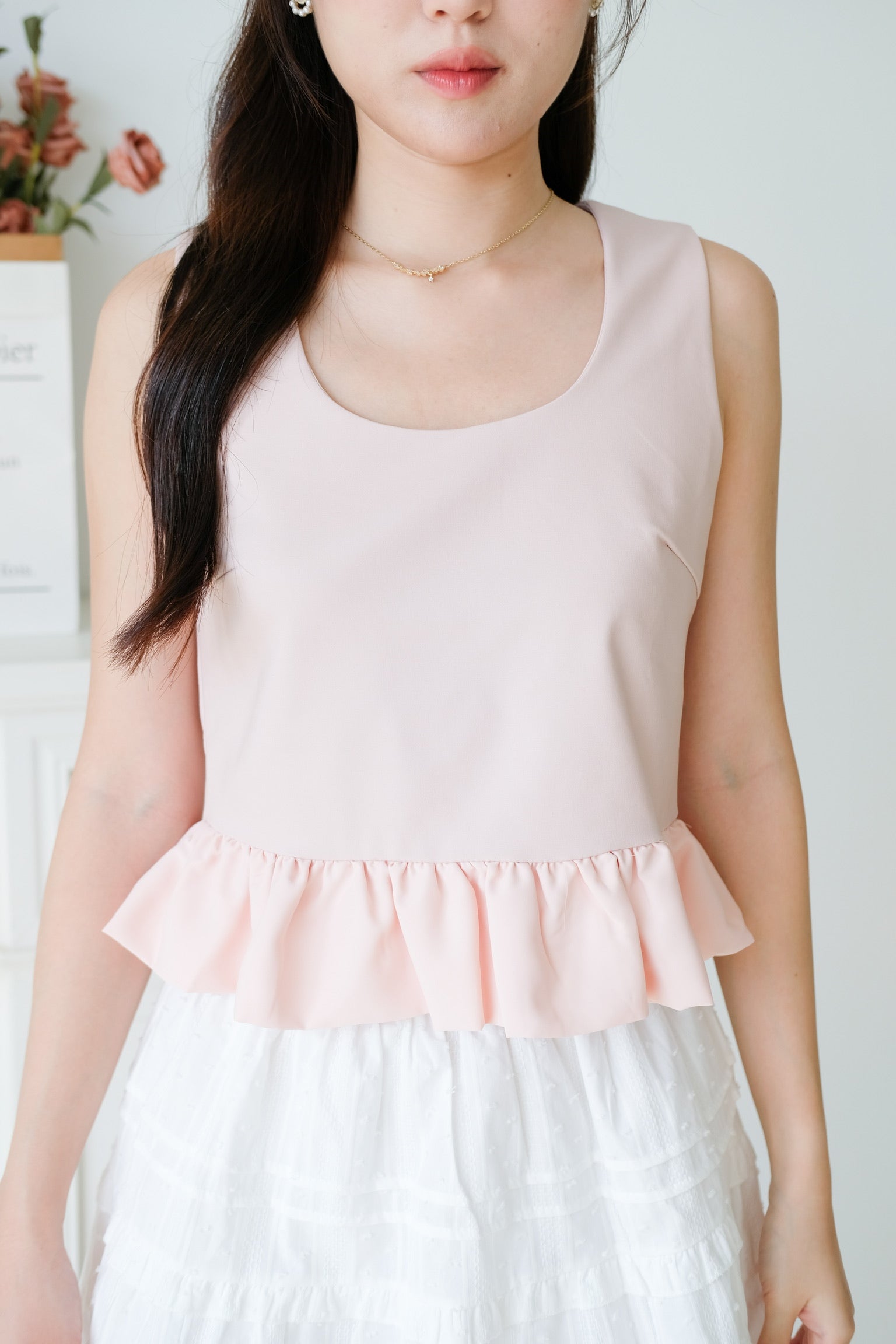 Vivara Ruffle Peplum Crop (Baby Pink)