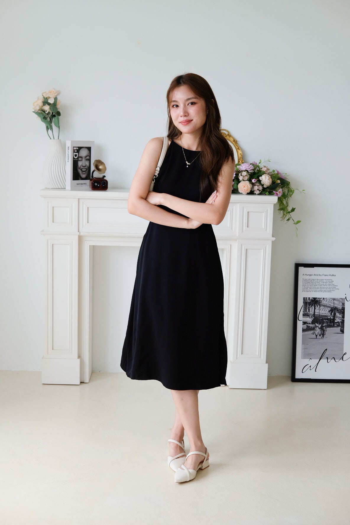 Canice Halter Side Slit Midi Dress (Black)