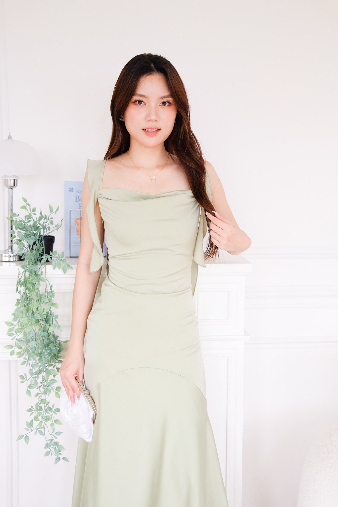 Marina Ruffle Mermaid Maxi Dress (Pistachio Green)