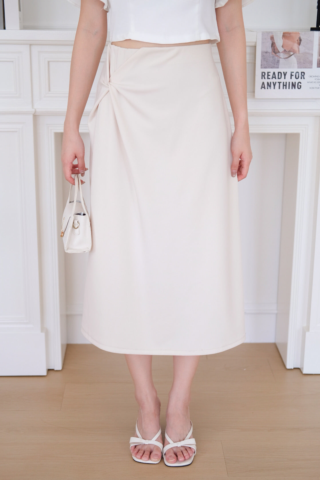 Grace Twist A Line Skirt (Cream)