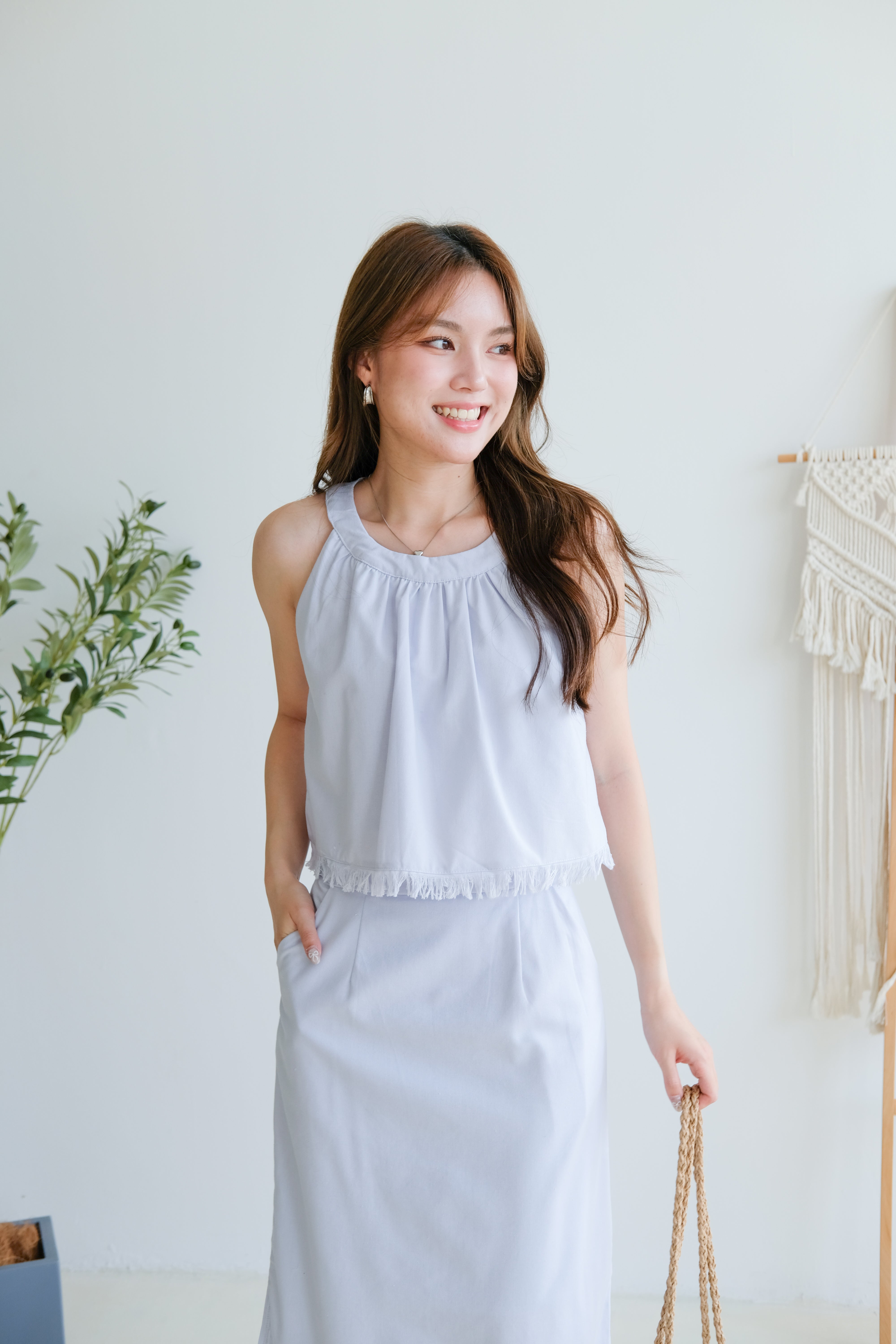 Desiree Vacay Linen Set (Dusty Blue)