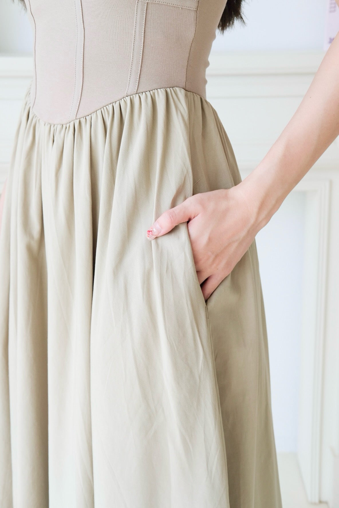 Clara Corset Maxi Dress (Olive)