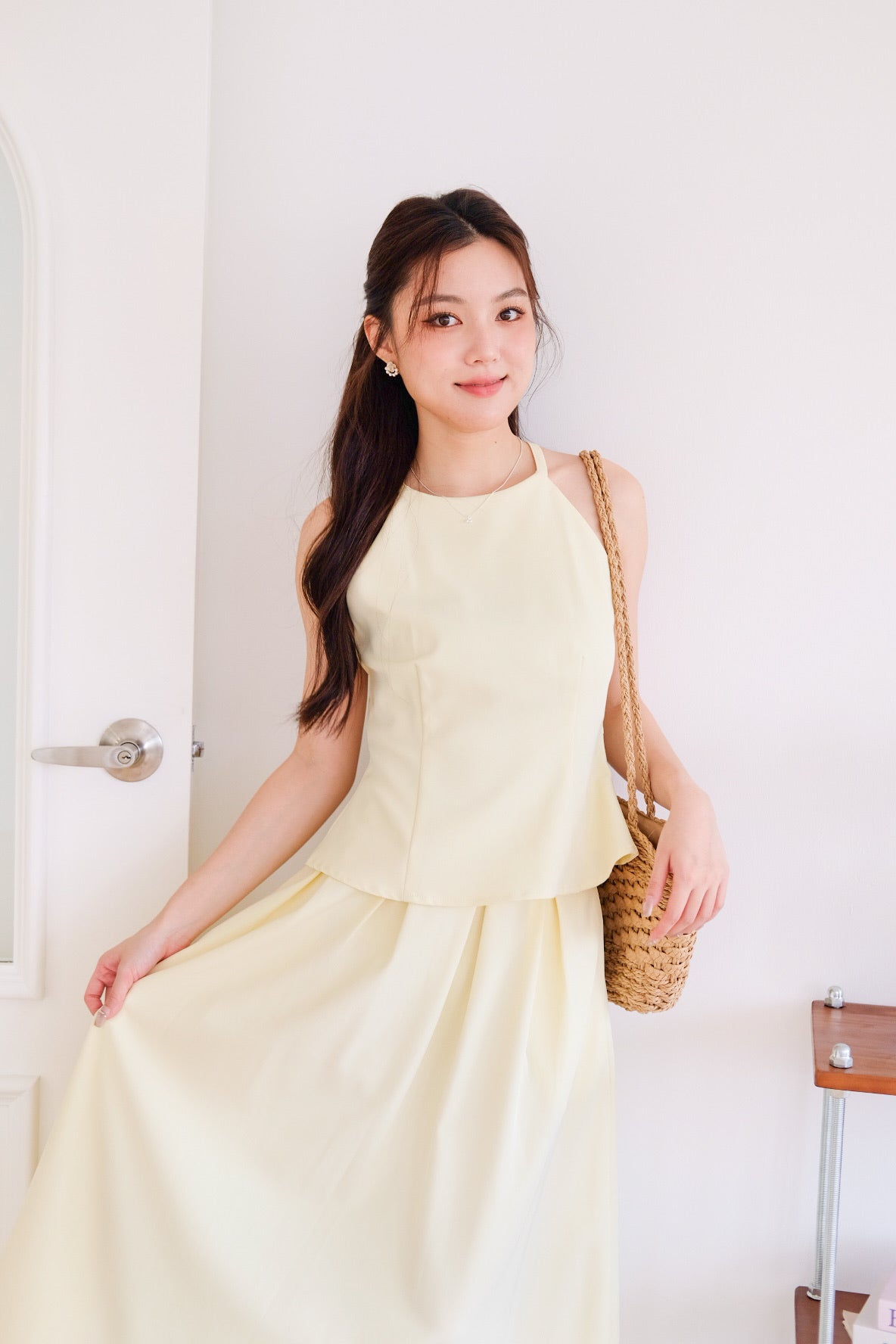 Agnes Halter Maxi Set (Light Yellow)