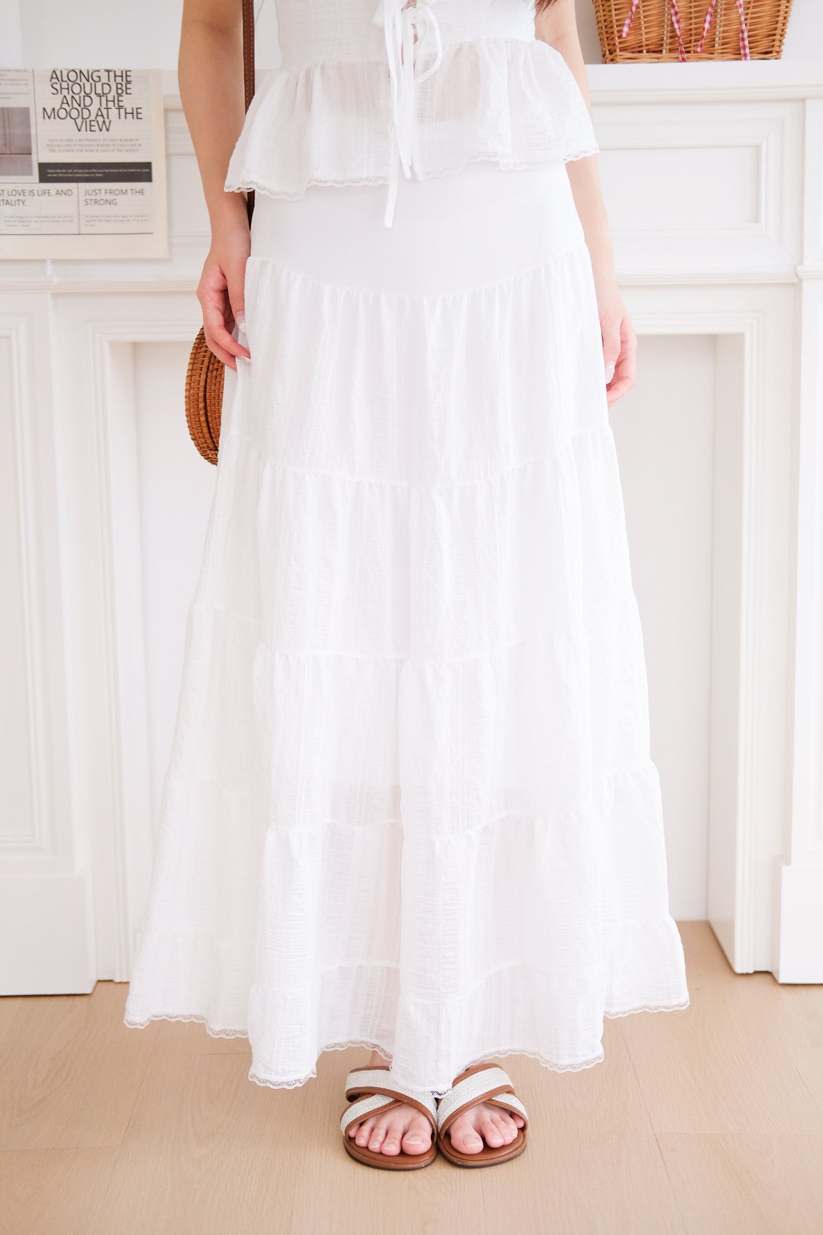 Yara Tiered Maxi Skirt (White)