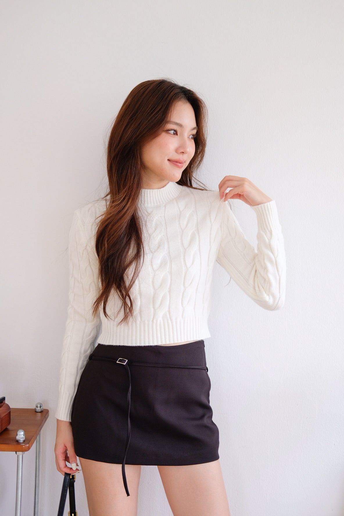 Jeanie Cable Knit Sweater (White)