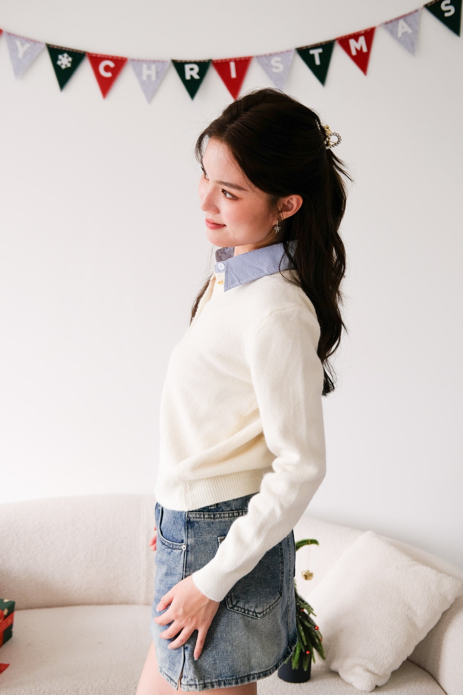 Celine Sweater Shirt (Cream)