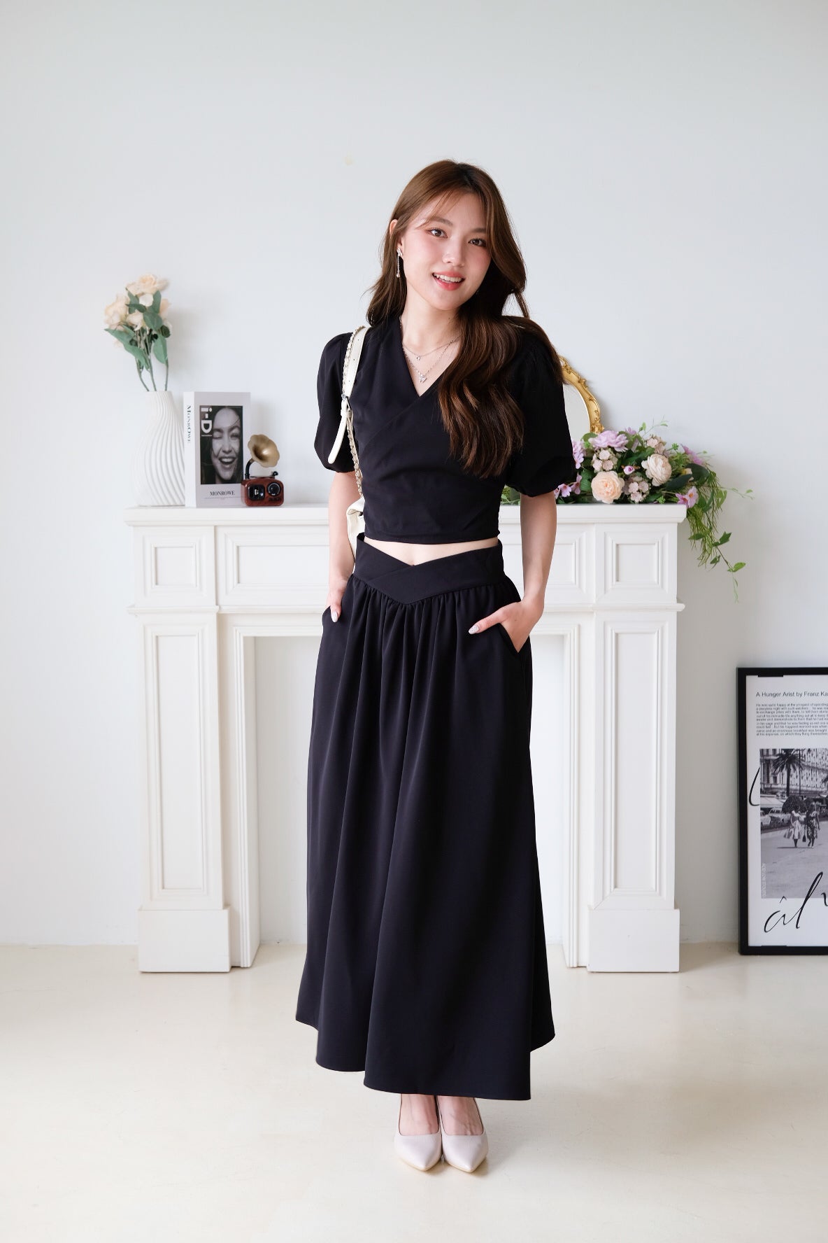 Sophina Skater Maxi Skirt (Black)