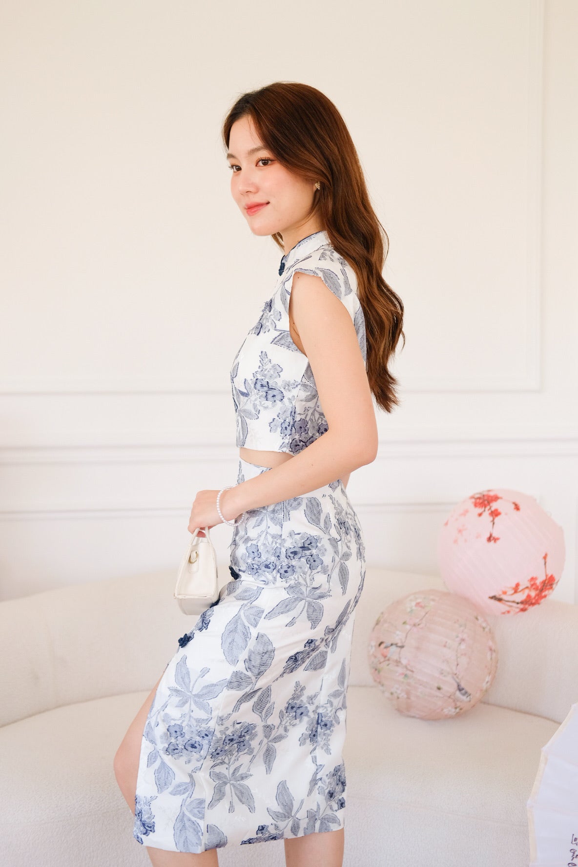 素瑾 Su Jin Floral Midi Cheongsam Set (Blue)