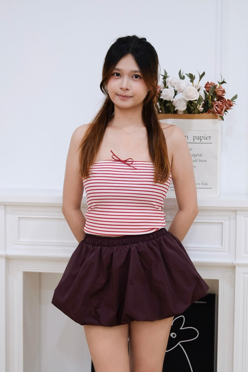 Dark Red Bubble Skirt