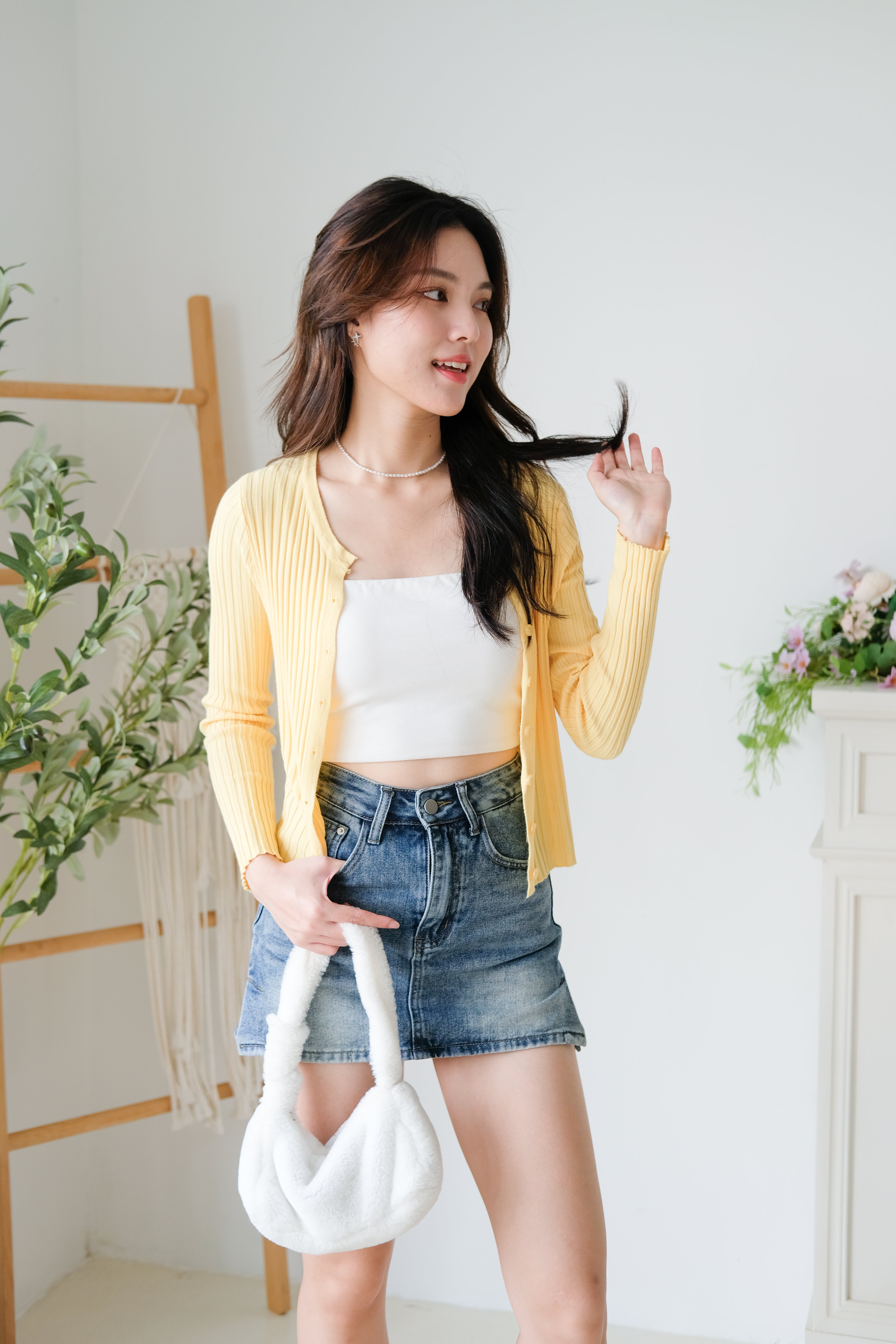 Soft Hour Knit Ribbed Cardigan (Yellow)