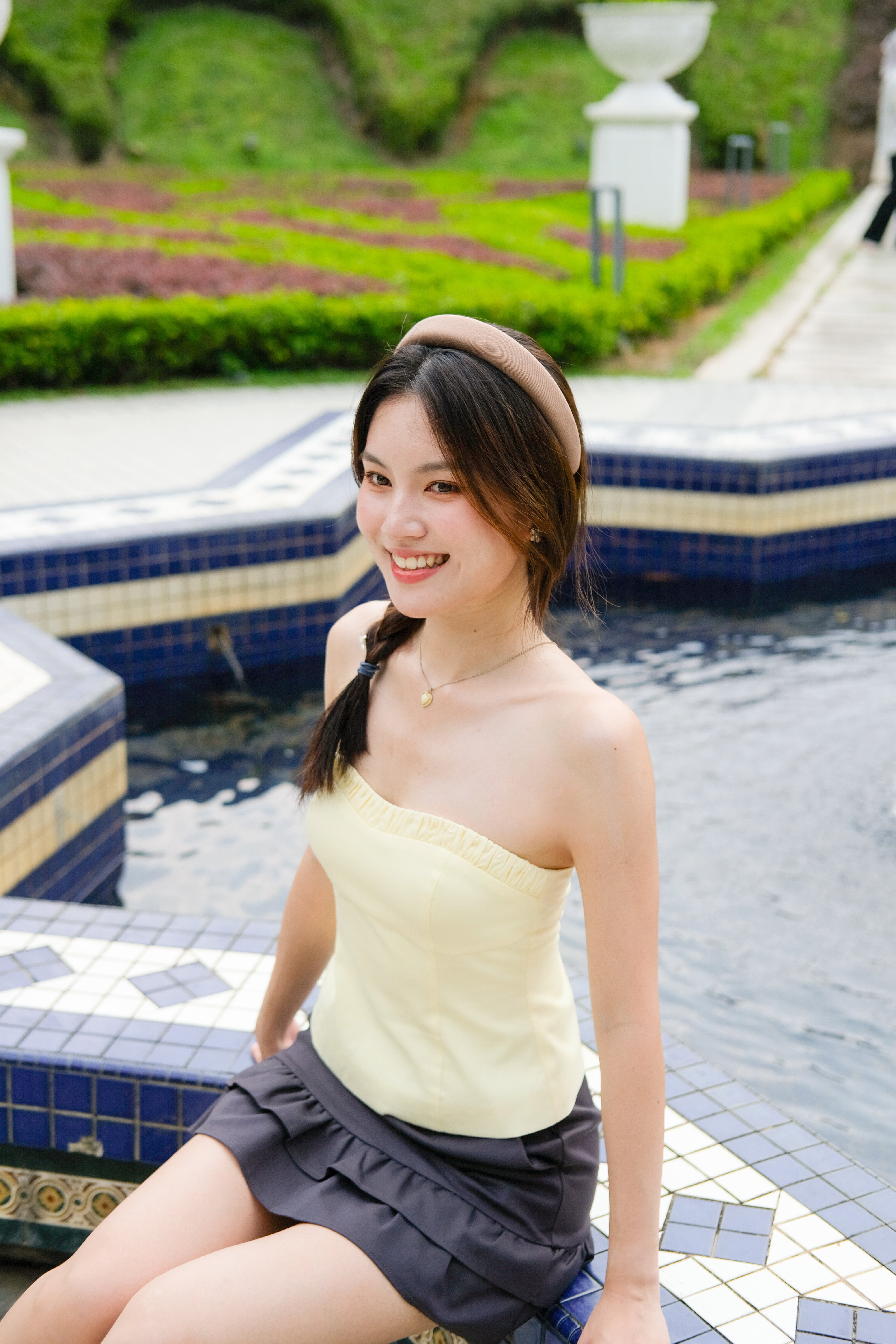 Ethereal Ruched Padded Tube Top (Buttermilk Yellow)