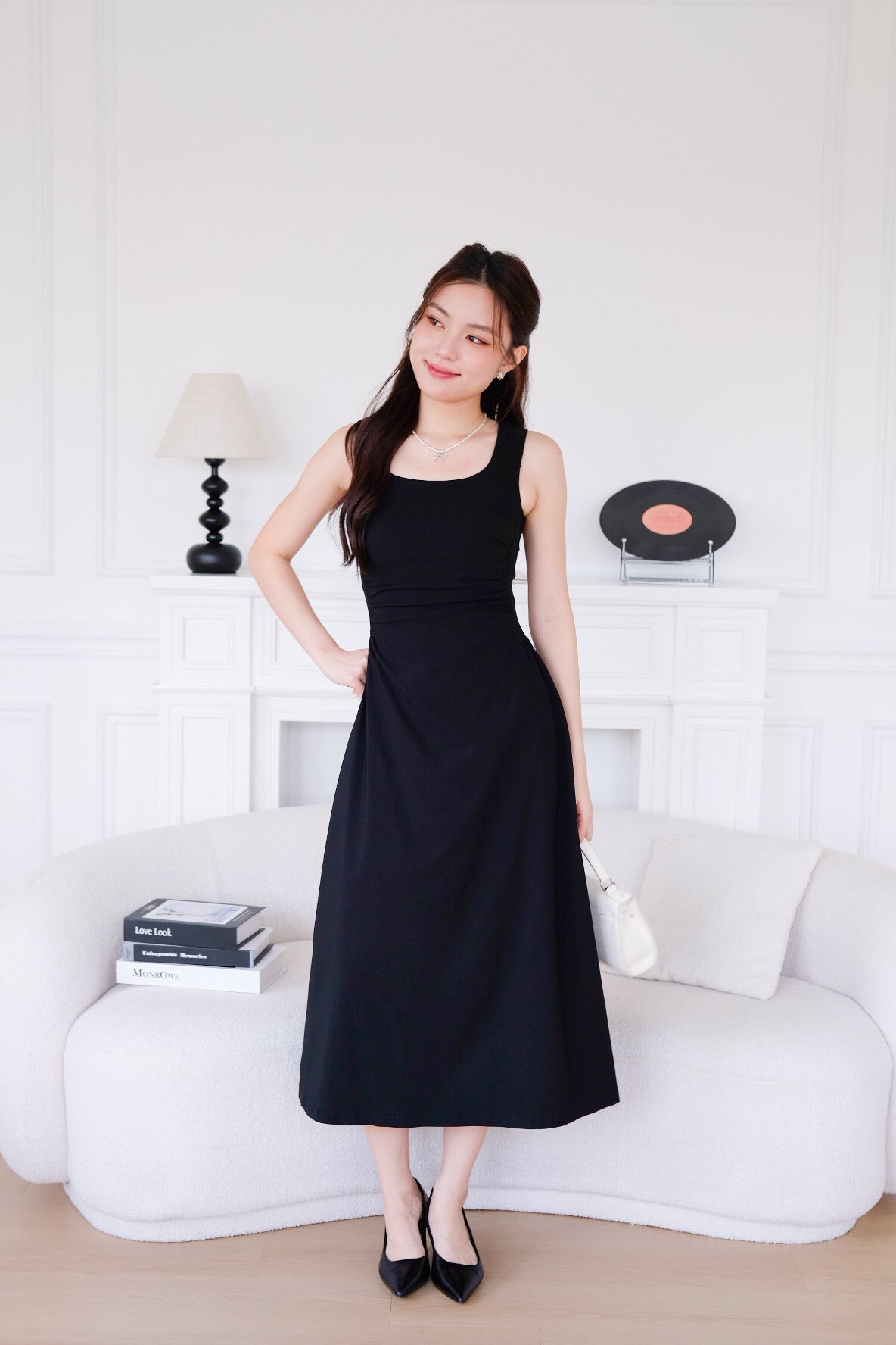 Bernice Cinch Waist Maxi Dress (Black)