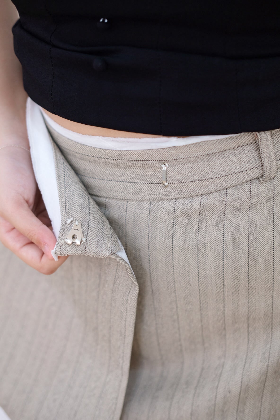 Light Brown Striped Mini Skirt