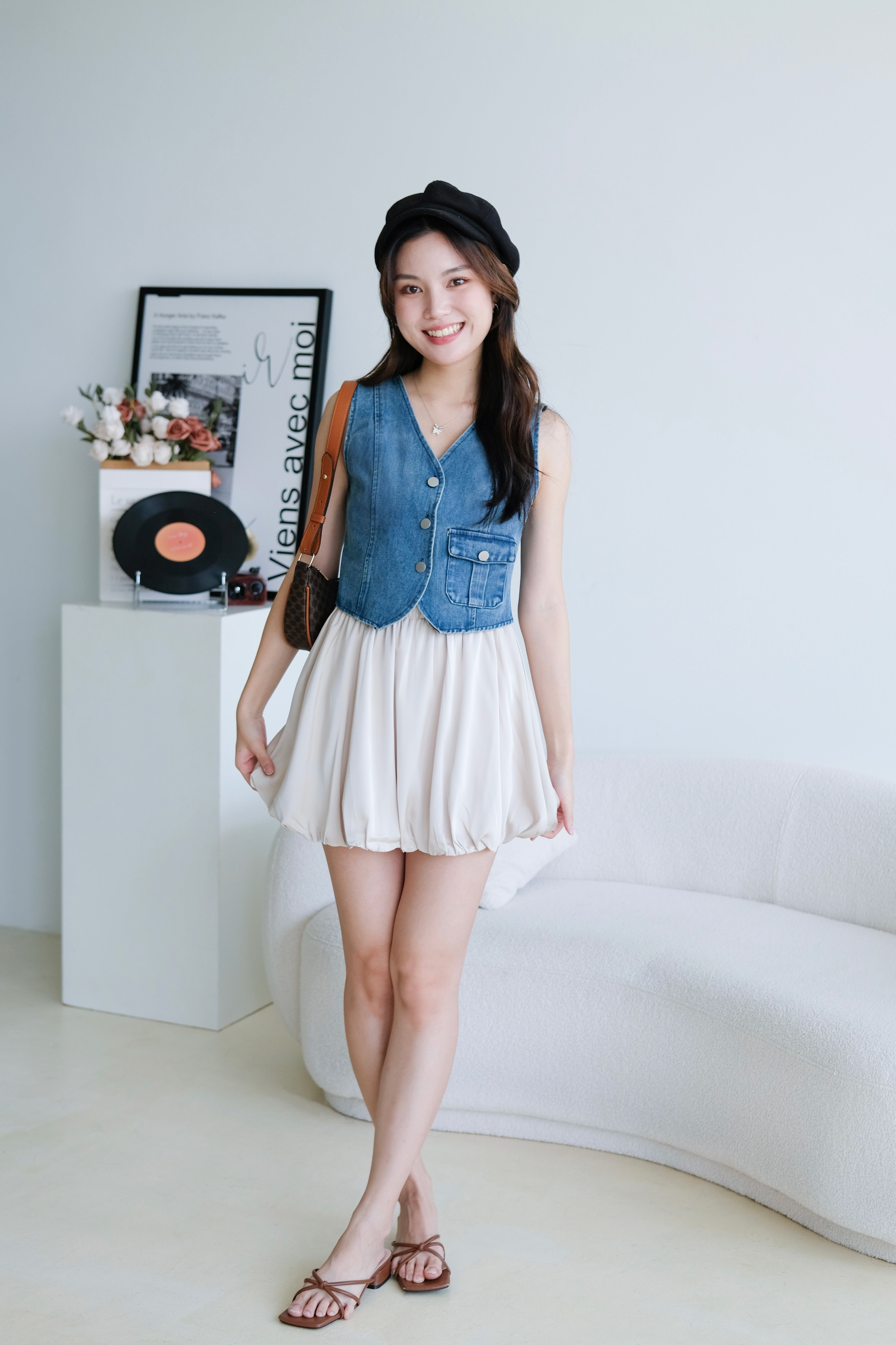 Tricia Denim Vest Top (Dark Blue)