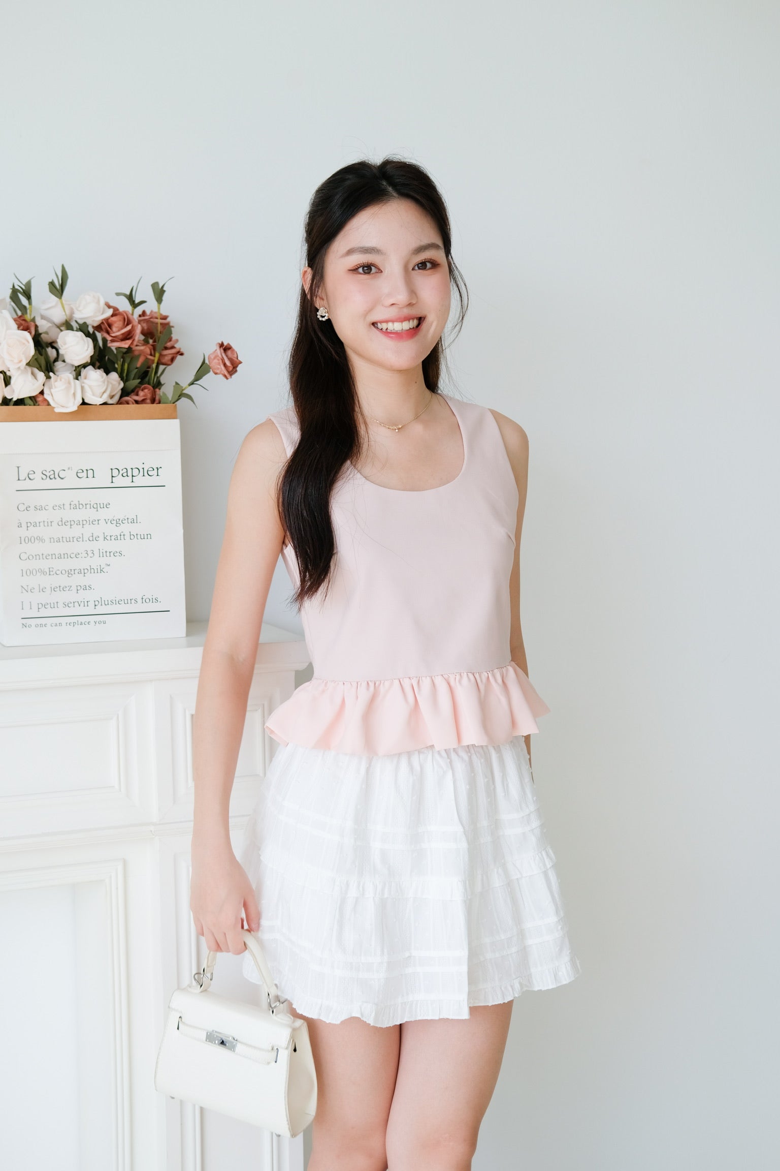 Vivara Ruffle Peplum Crop (Baby Pink)