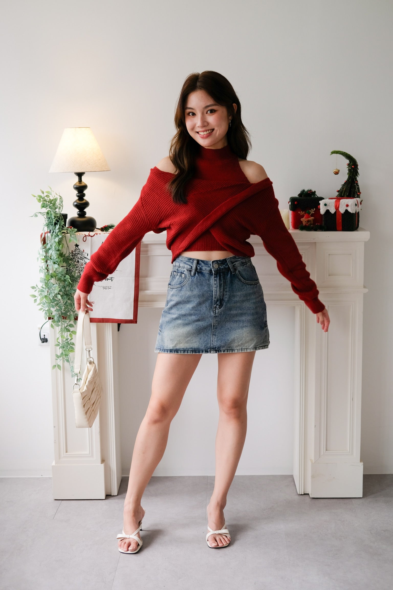 Olivia 2-in-1 Knit Sweater Set (Red)