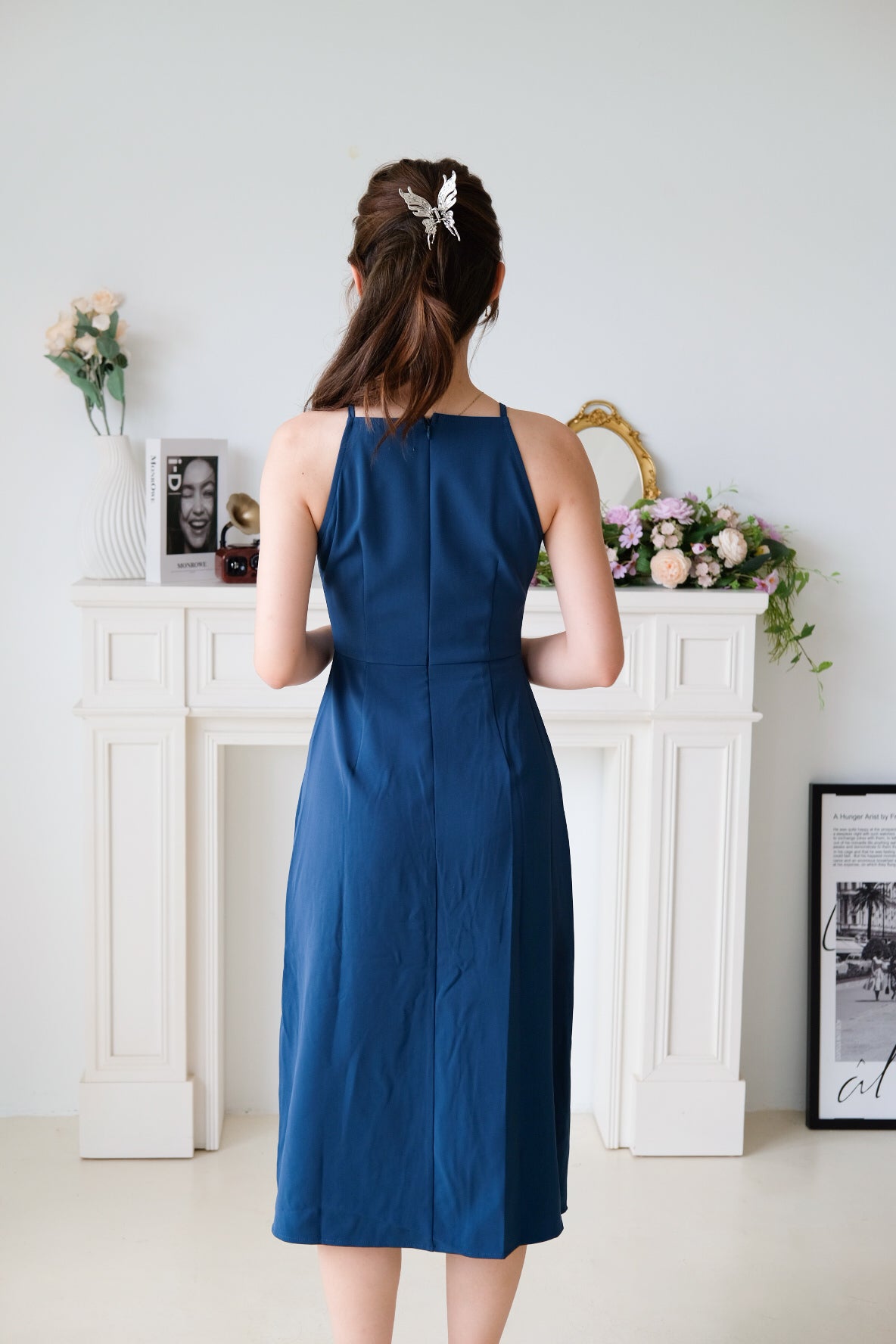 Canice Halter Side Slit Midi Dress (Teal)