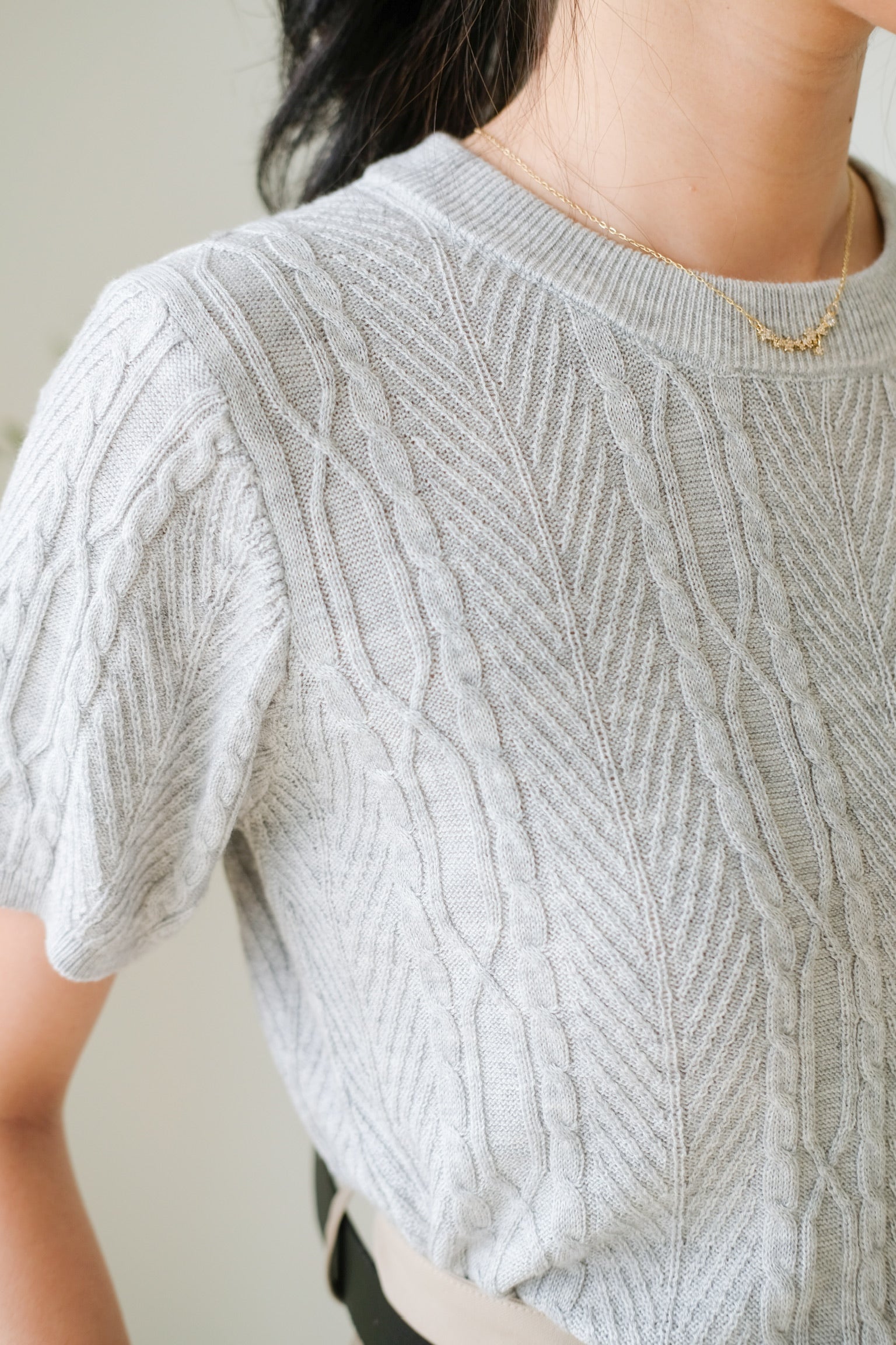 Carey Knit Tee (Light Grey)