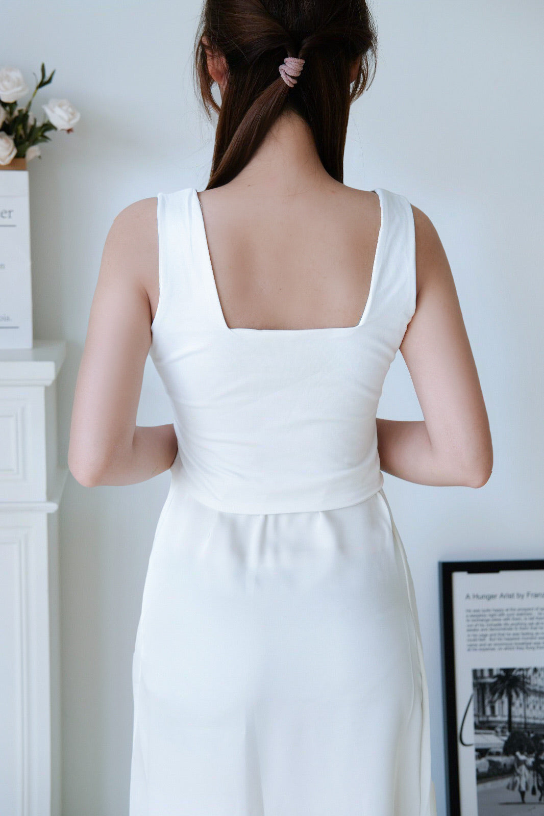 White Square Neck Crop Top
