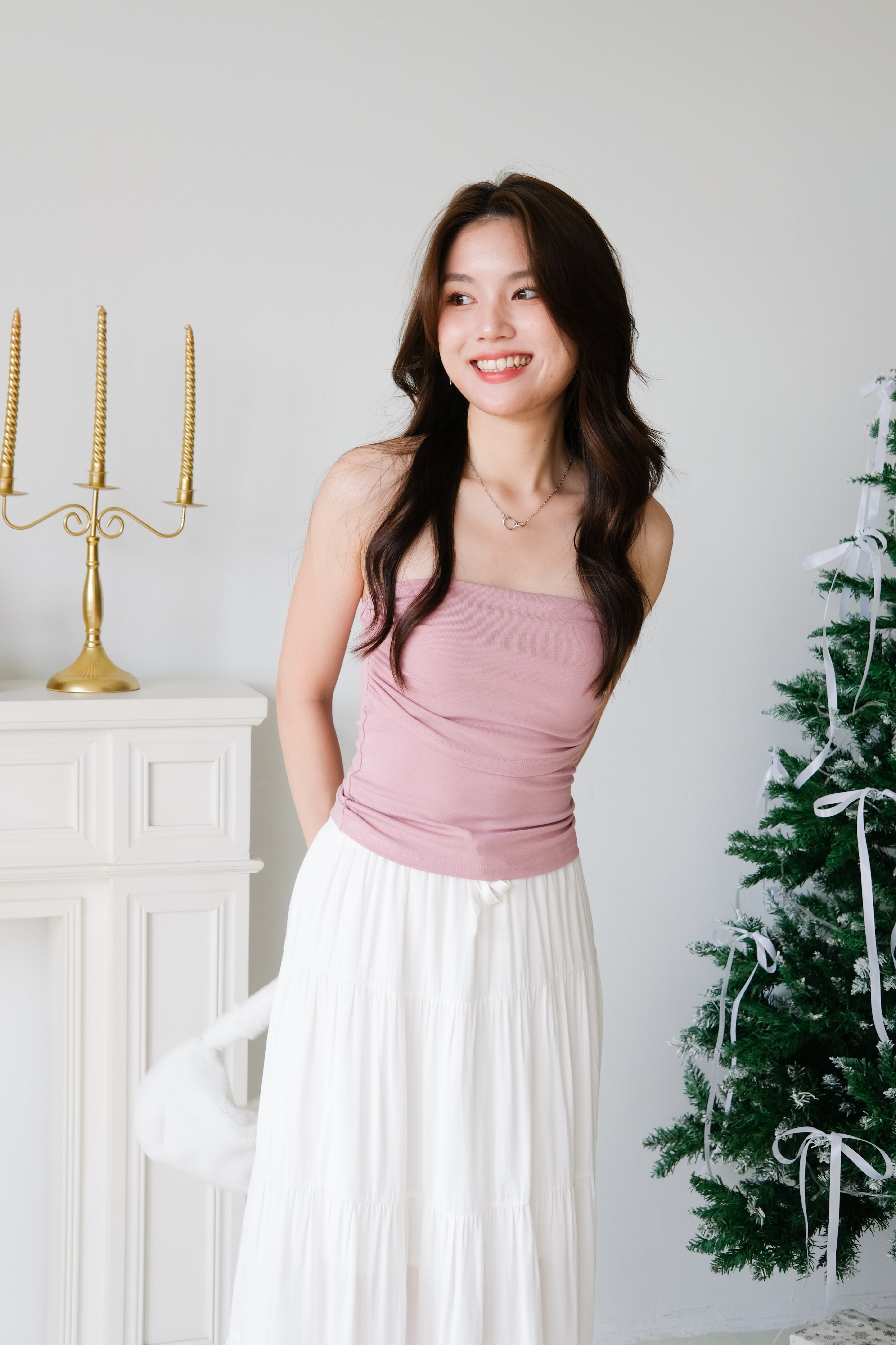 Maxine Tube Ruched Top (Pink)