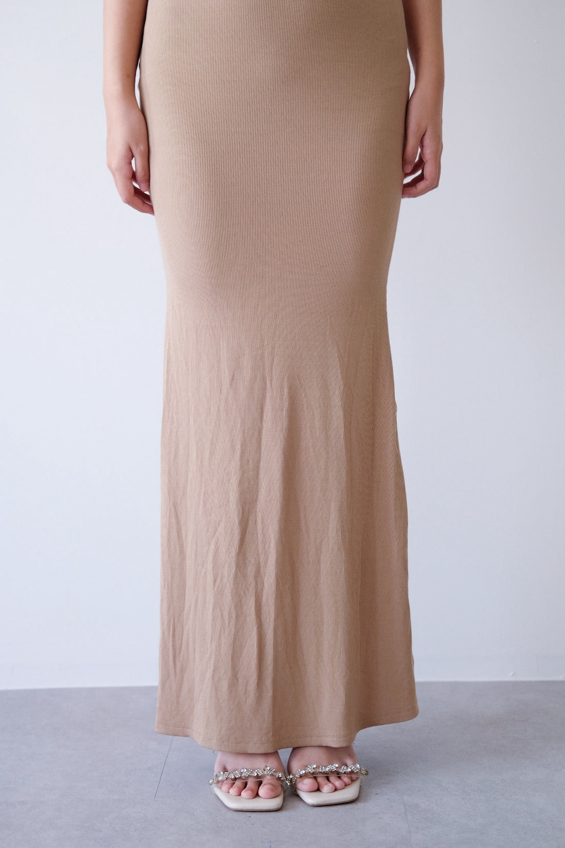 Khaki Bodycon Maxi Dress
