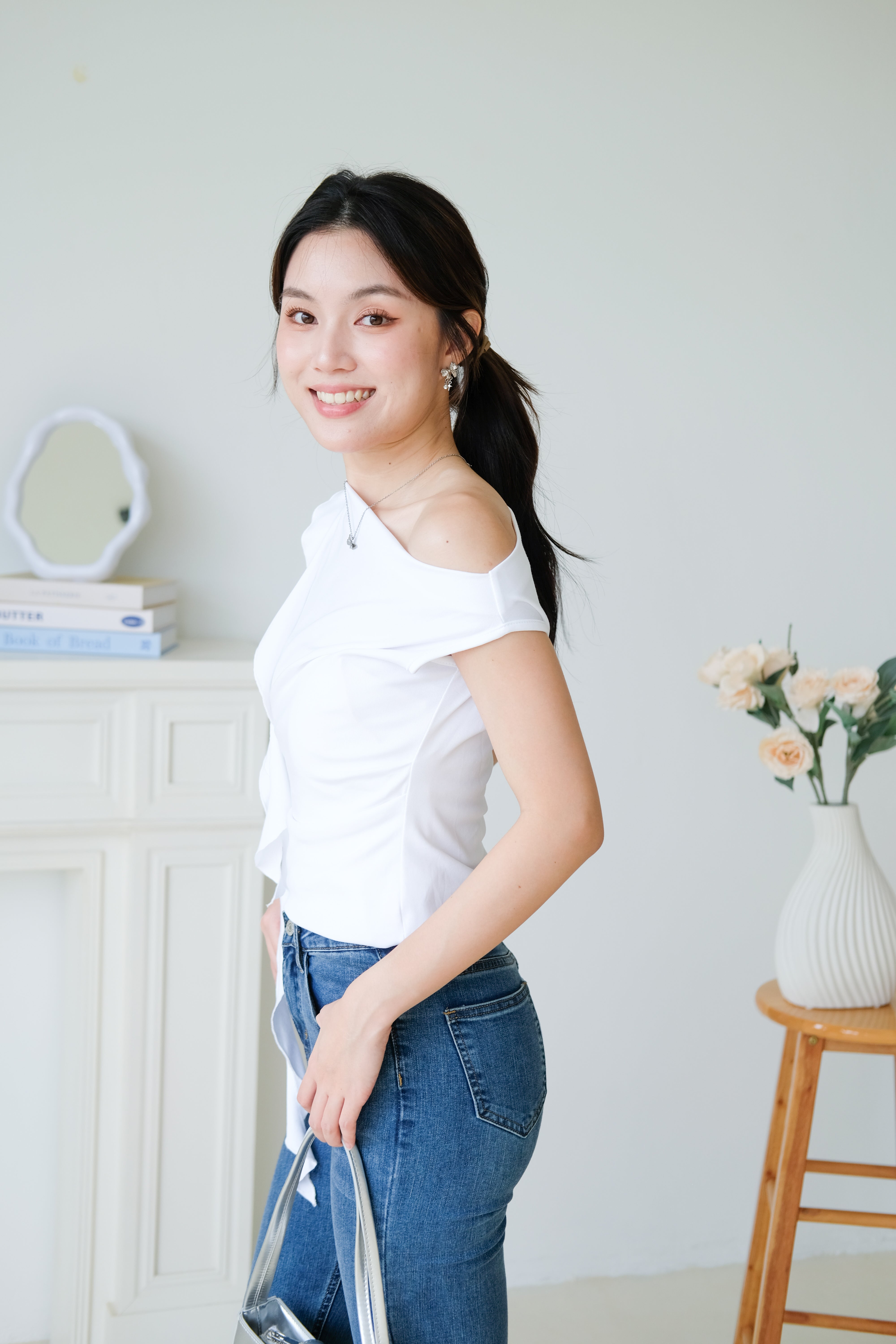 Elora Ruffle Toga Top (White)