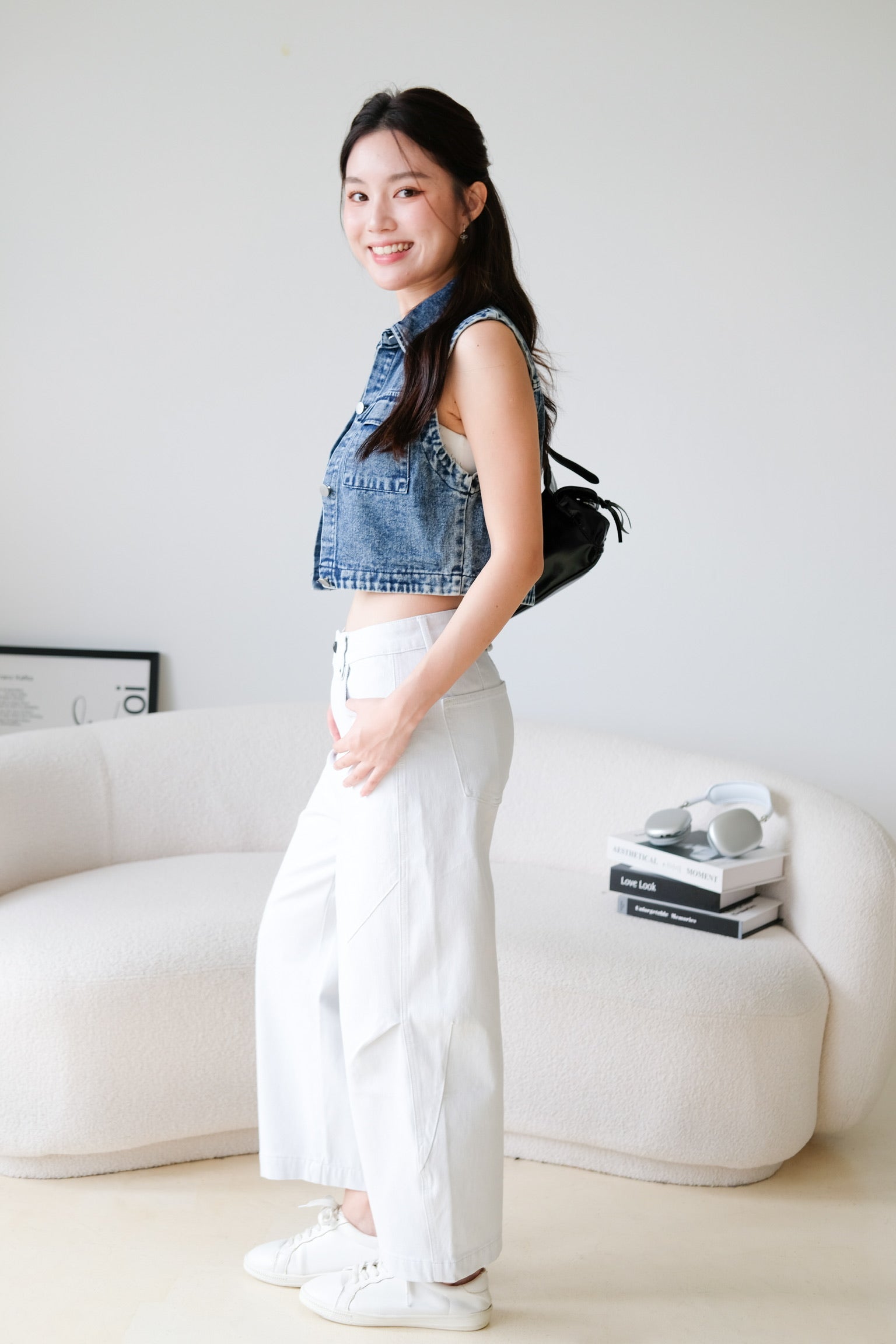 Barrel Wide Denim Jeans (Fog White)