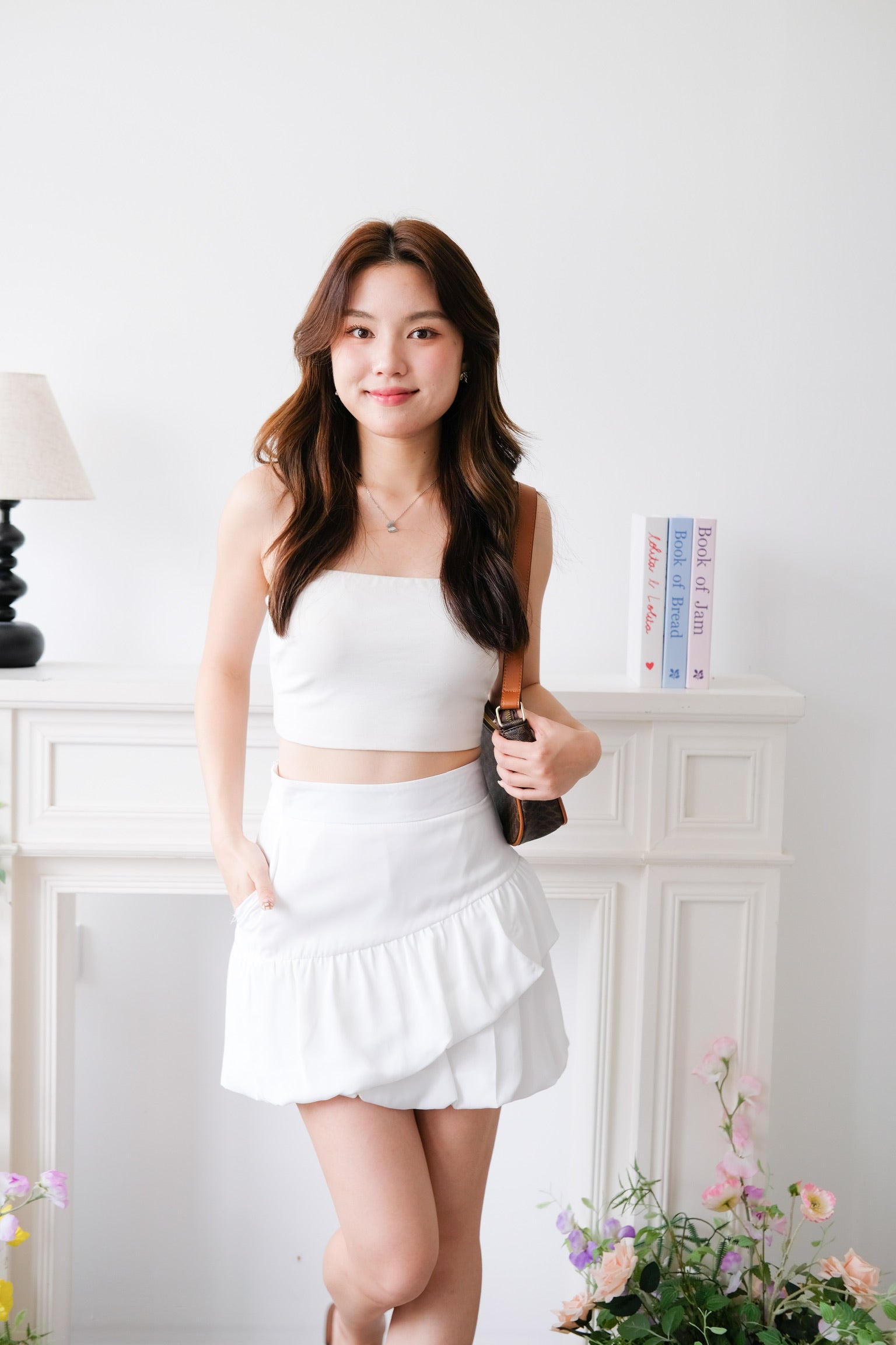 Junie Bubble A Line Skirt (White)