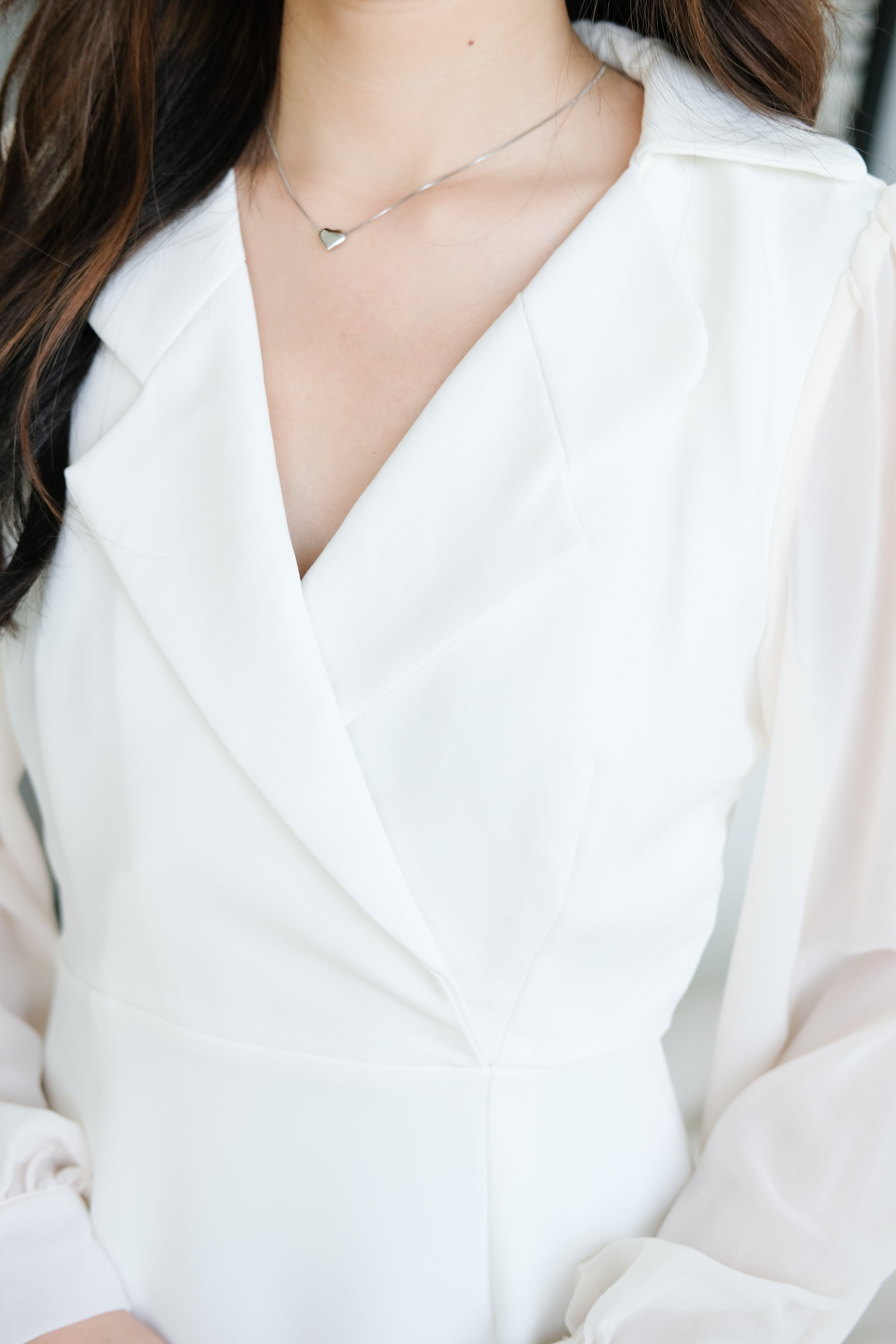 Louisa Blazer Sleeve Dress (White)