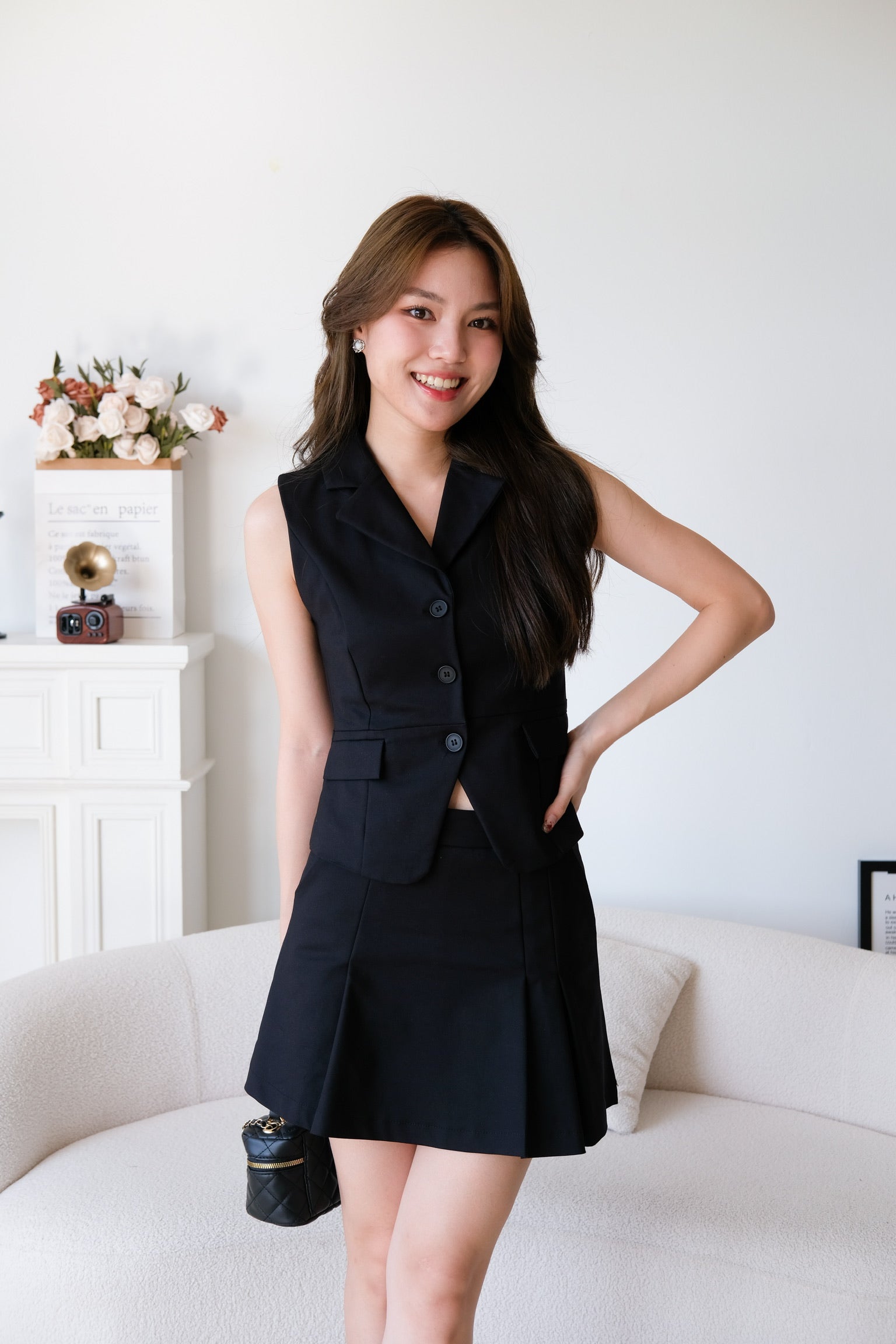 Steph Vest Co-ord Set (Black)
