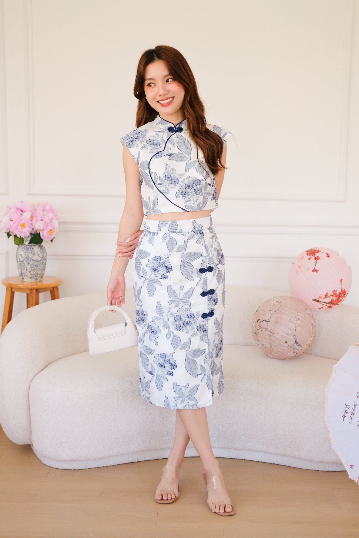 素瑾 Su Jin Floral Midi Cheongsam Set (Blue)