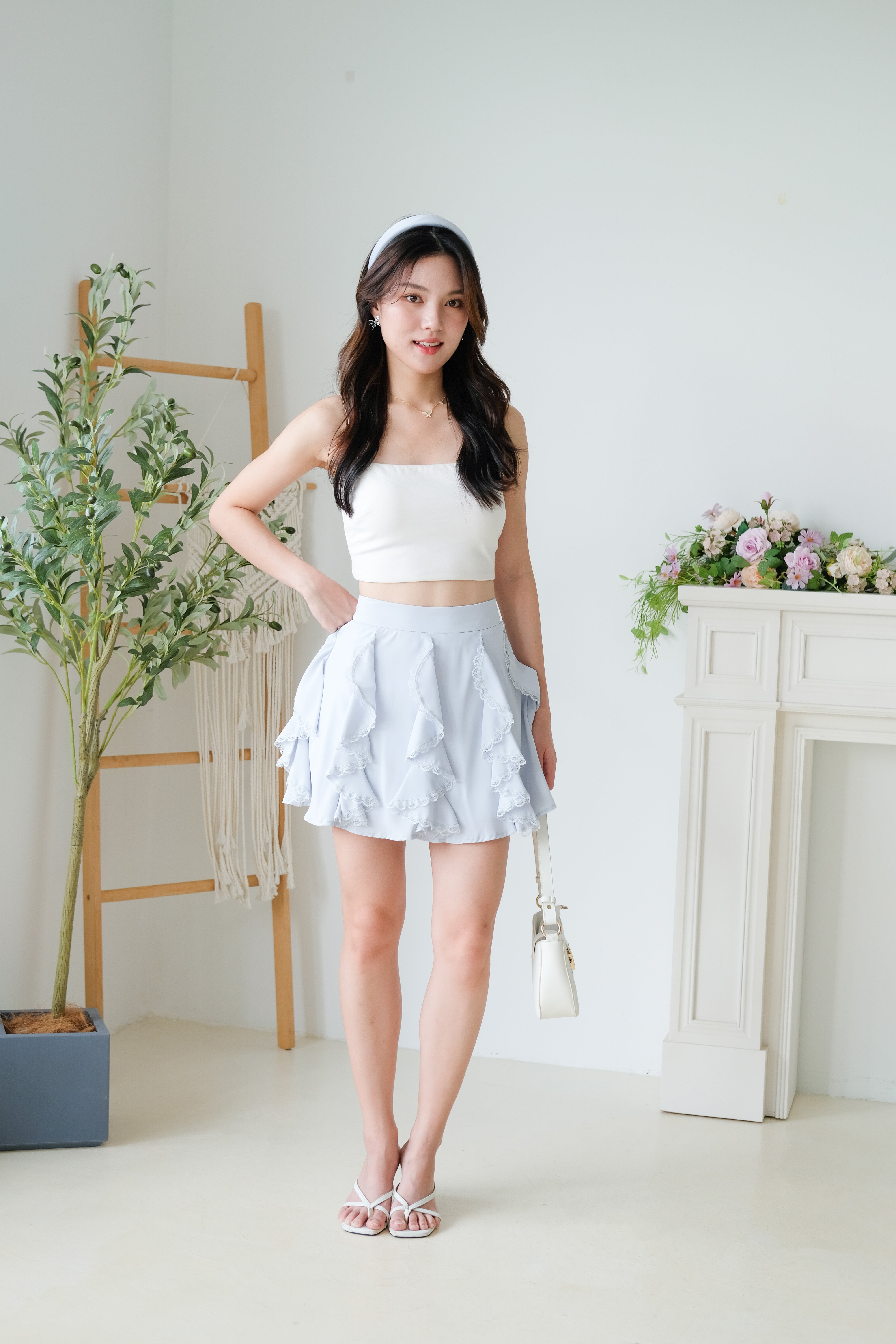 Winnie Ruffle Flare Skirt (Baby Blue)