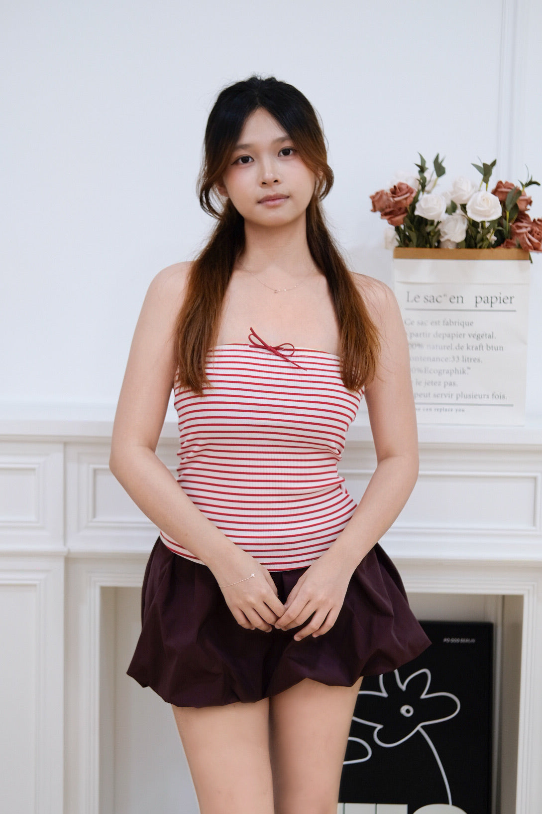 Red Stripes Cropped Tube Top
