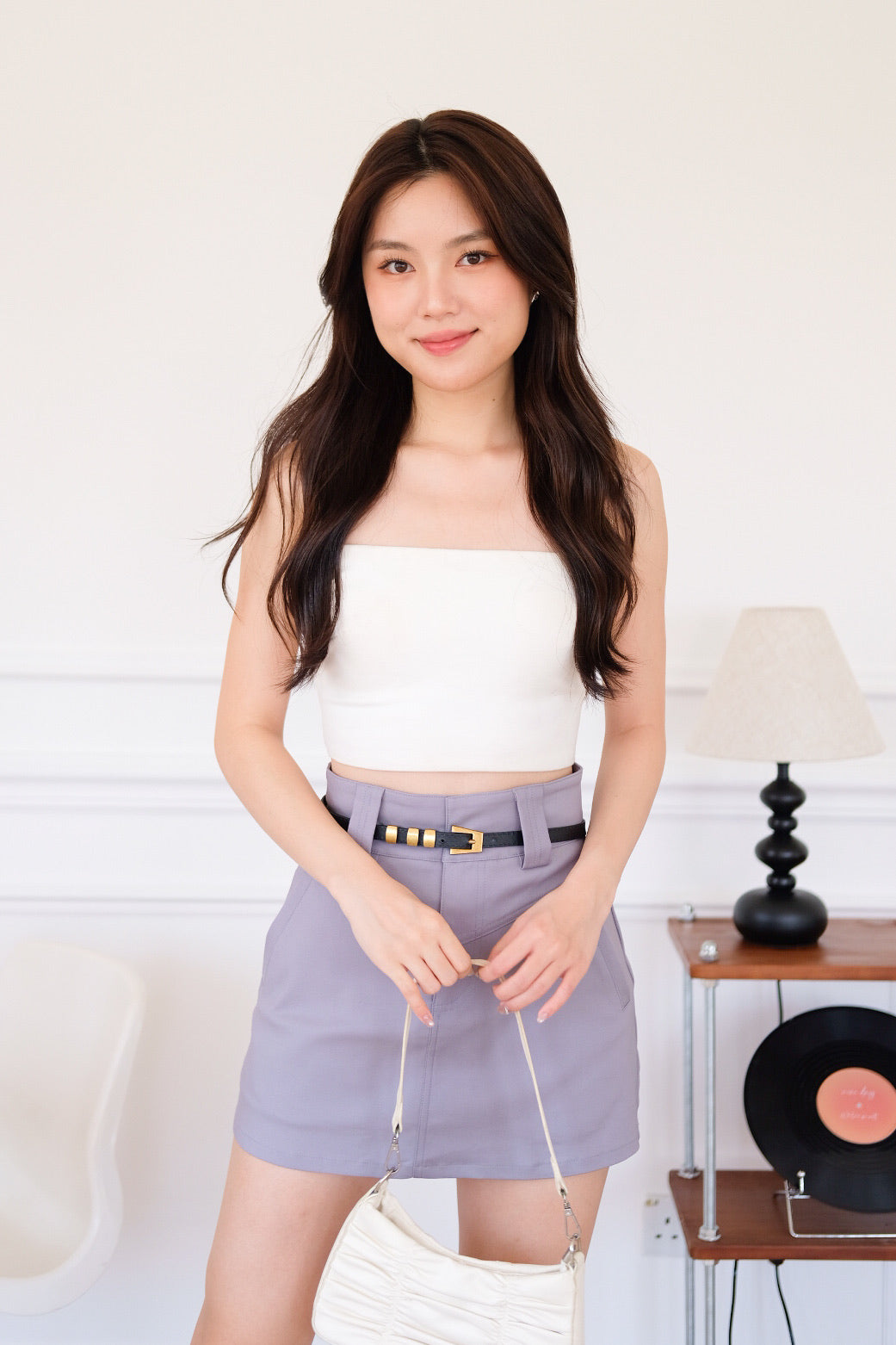 Maya Belt Pocket Skirt (Grey)