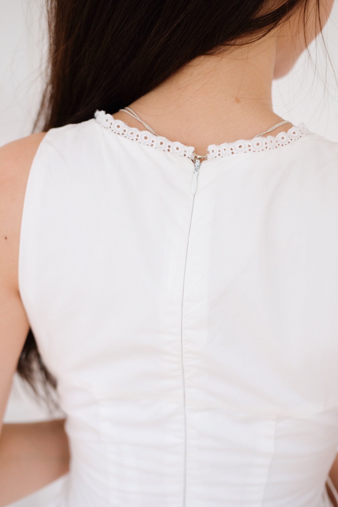 Elaine Lace Up Skater Dress (White)