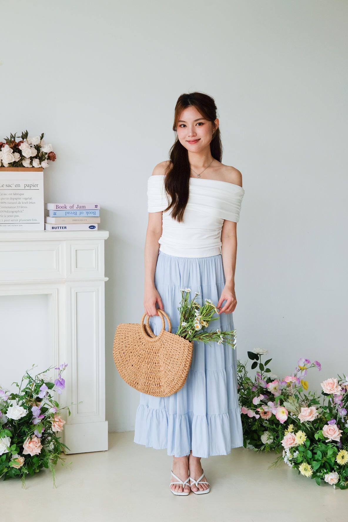 Willa Tiered Maxi Skirt (Sky Blue)