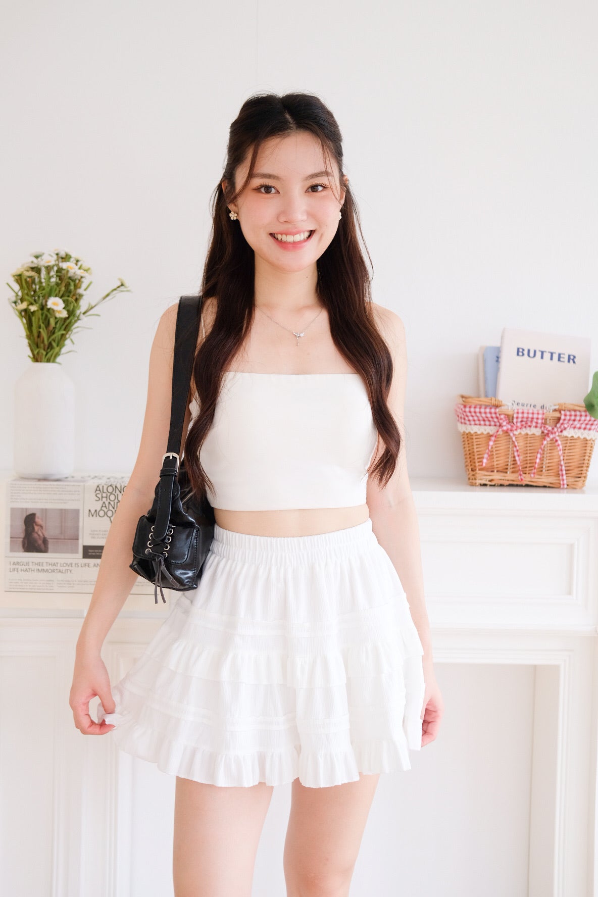 Geraldine Ruffle A Line Skirt (White)