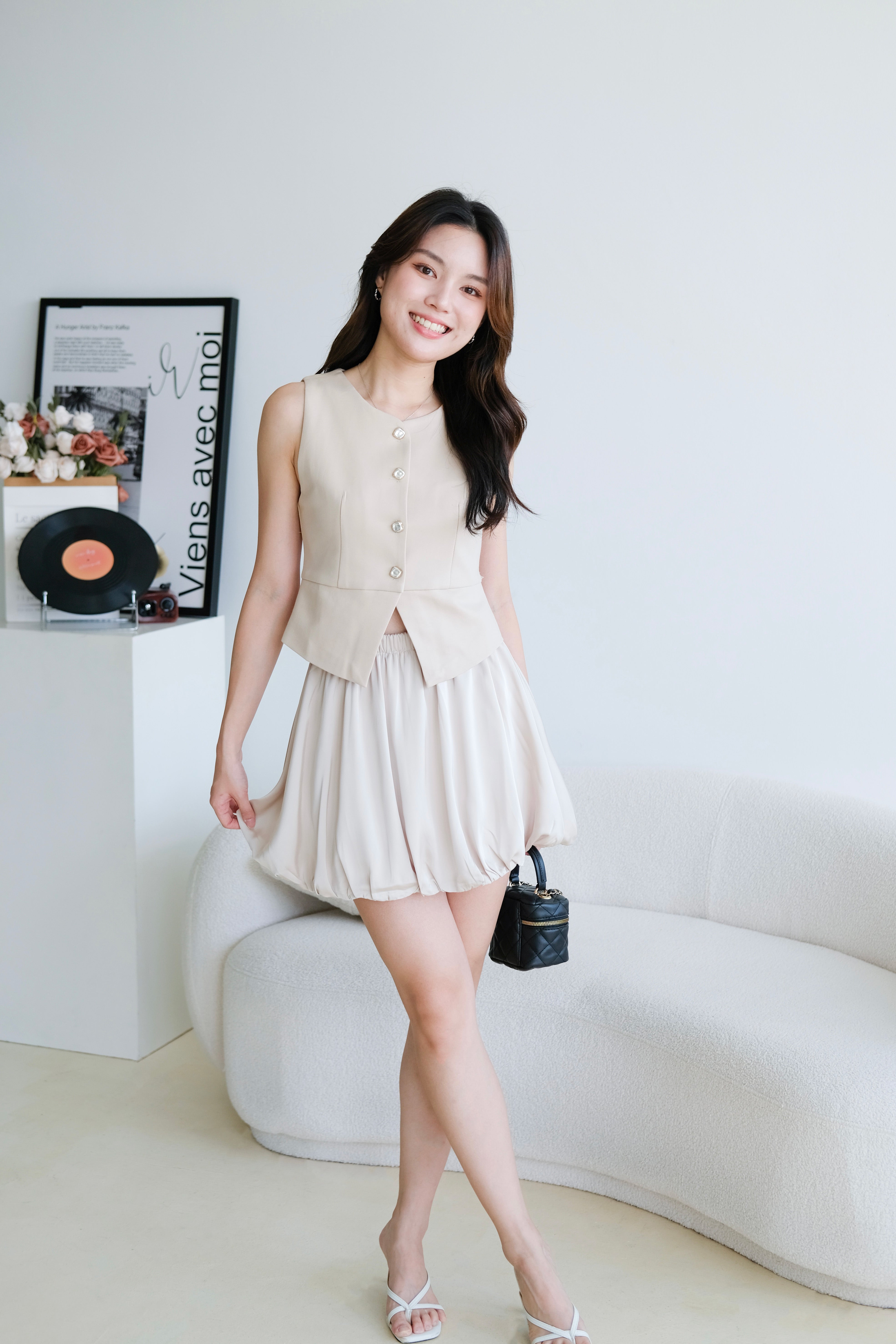 Valerie Round Neck Vest Top (Khaki)