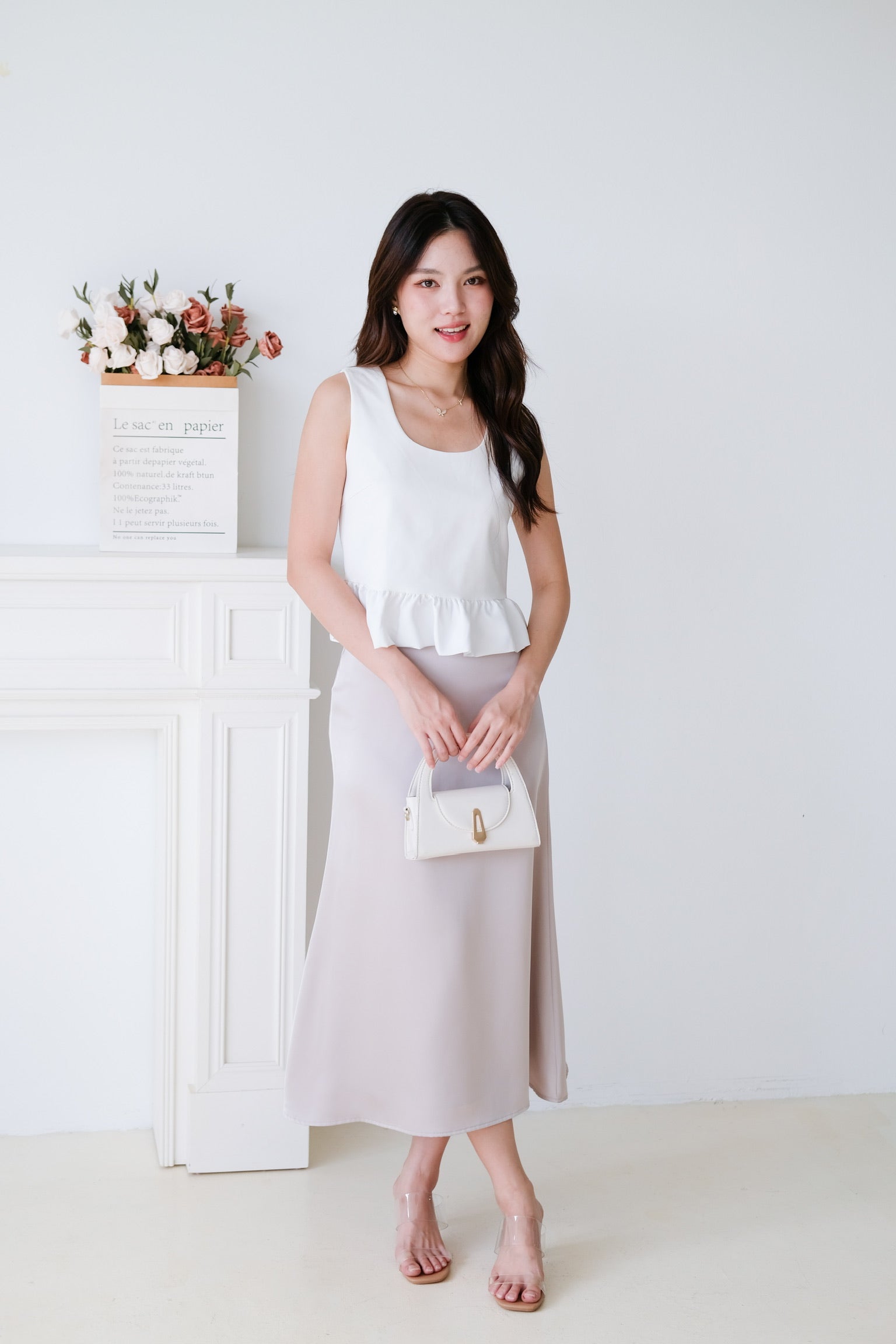 Vivara Ruffle Peplum Crop (White)