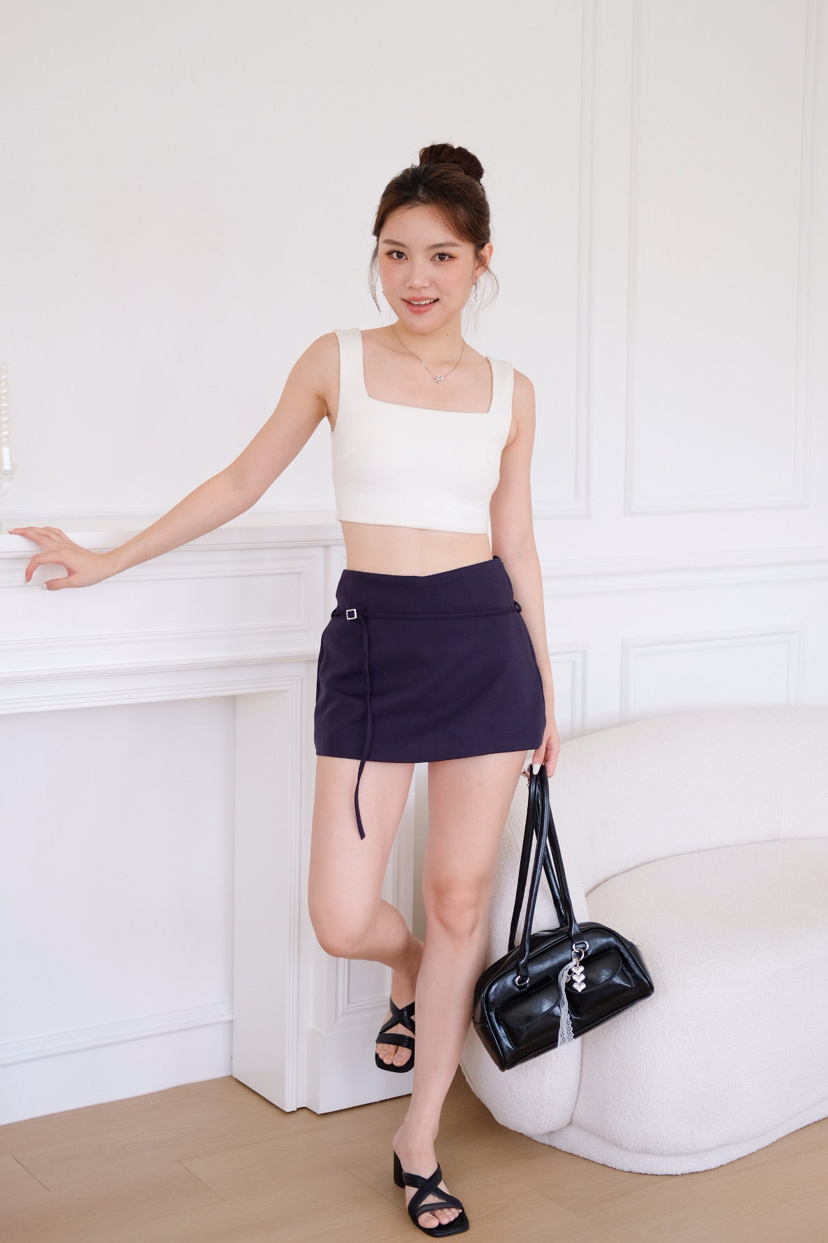 Tasha Mini Belt Skort (Navy Blue)